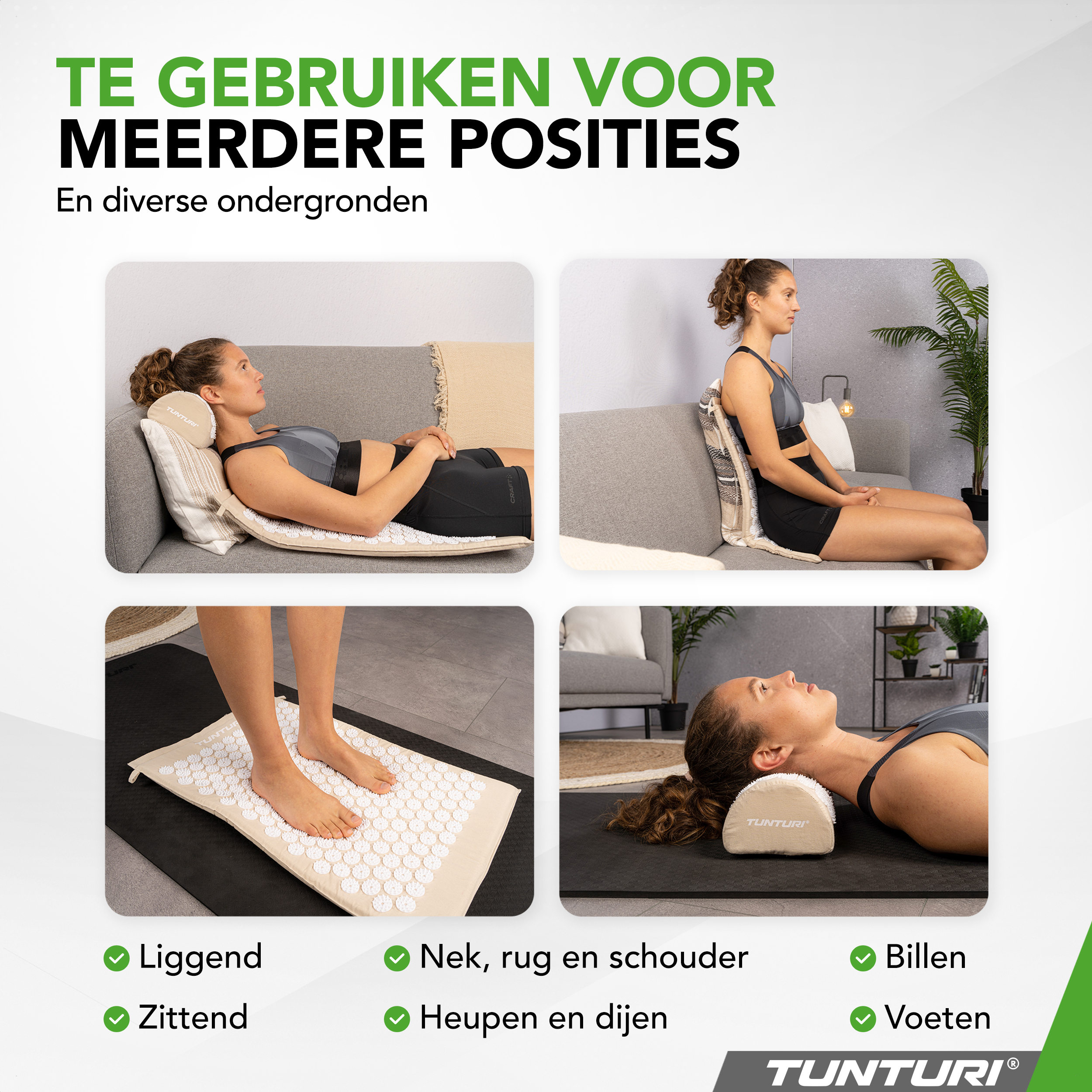 Tunturi - Akupressurmatte und Kissen - Beige Tunturi - Akupressurmatte und Kissen - Beige