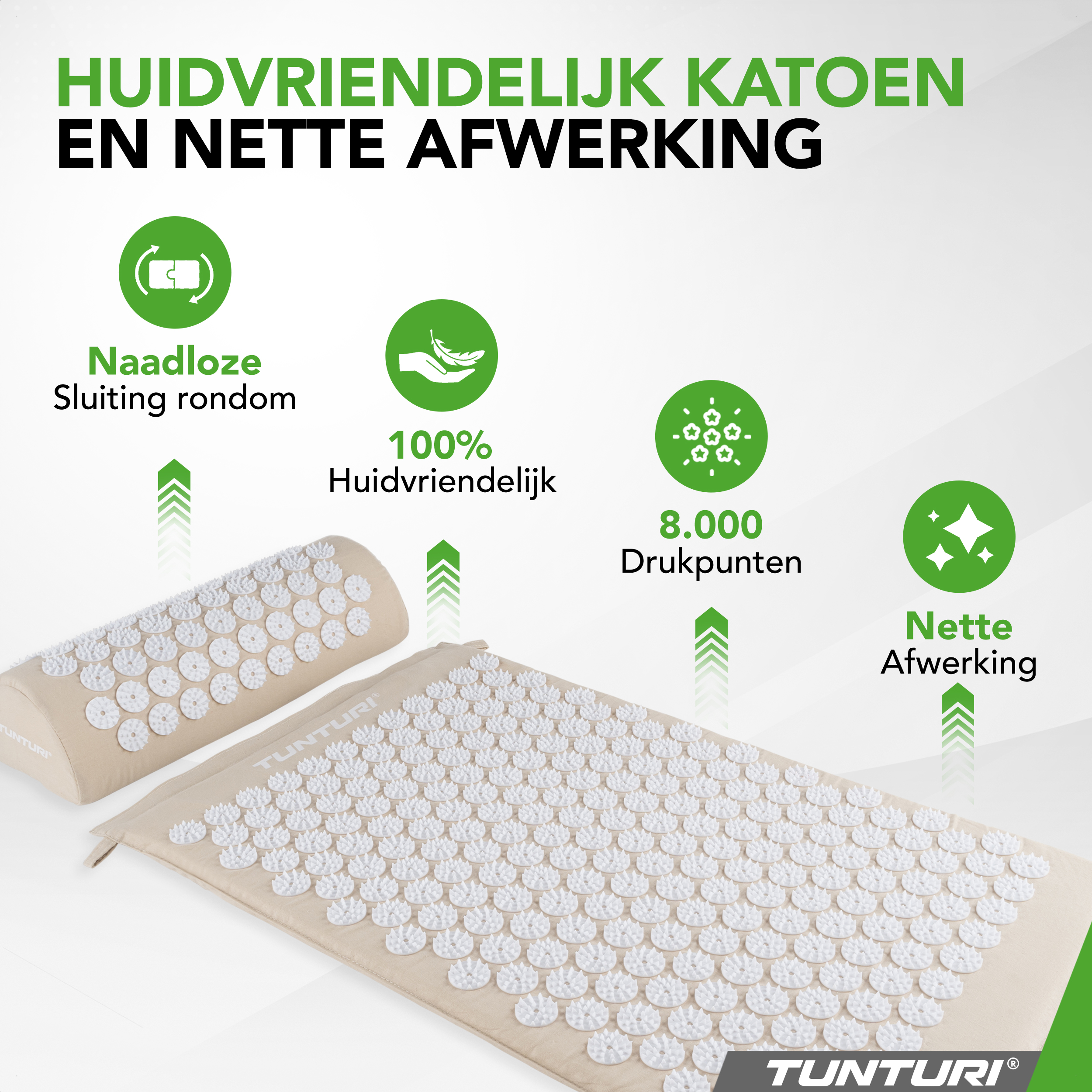 Tunturi - Akupressurmatte und Kissen - Beige Tunturi - Akupressurmatte und Kissen - Beige