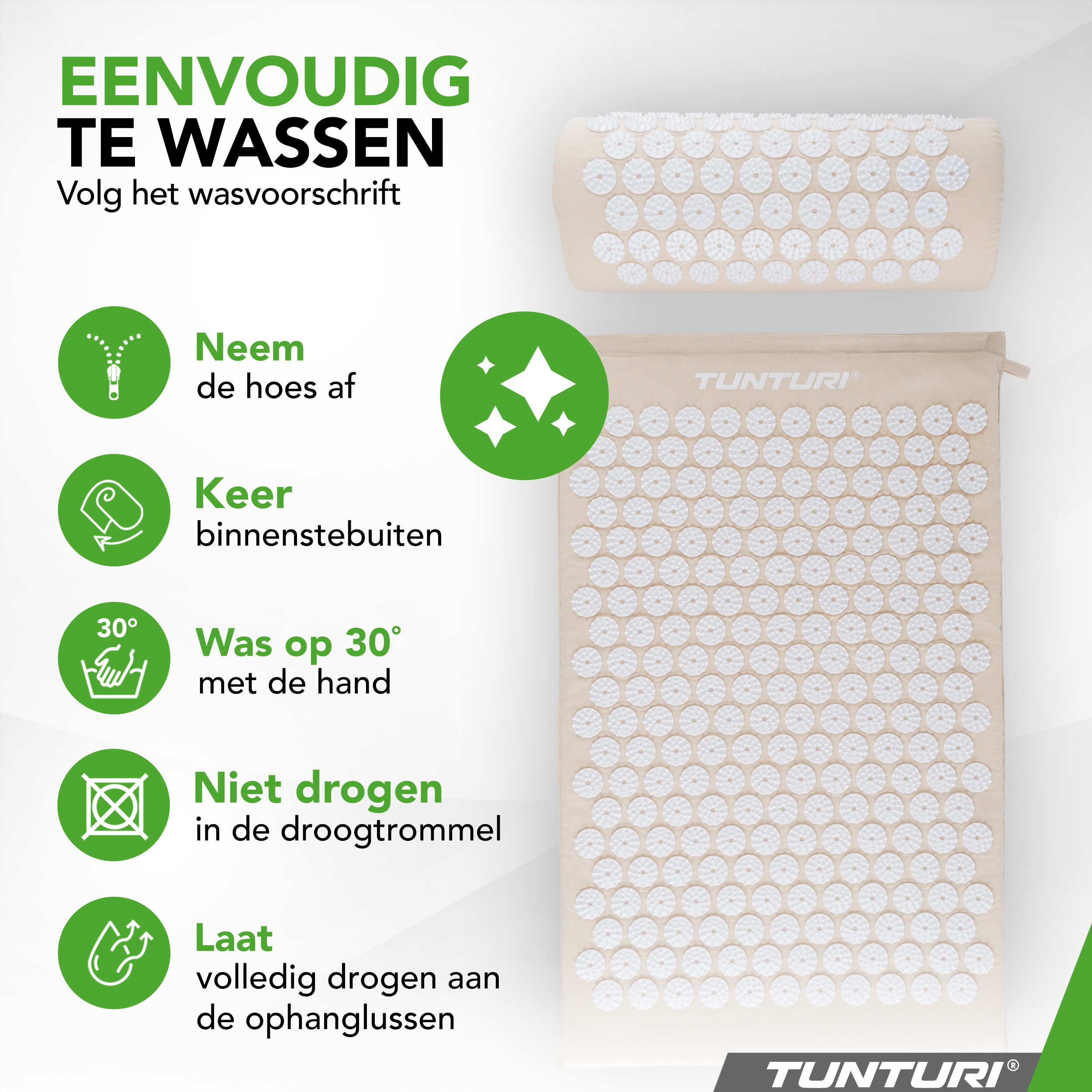 Tunturi - Akupressurmatte und Kissen - Beige Tunturi - Akupressurmatte und Kissen - Beige