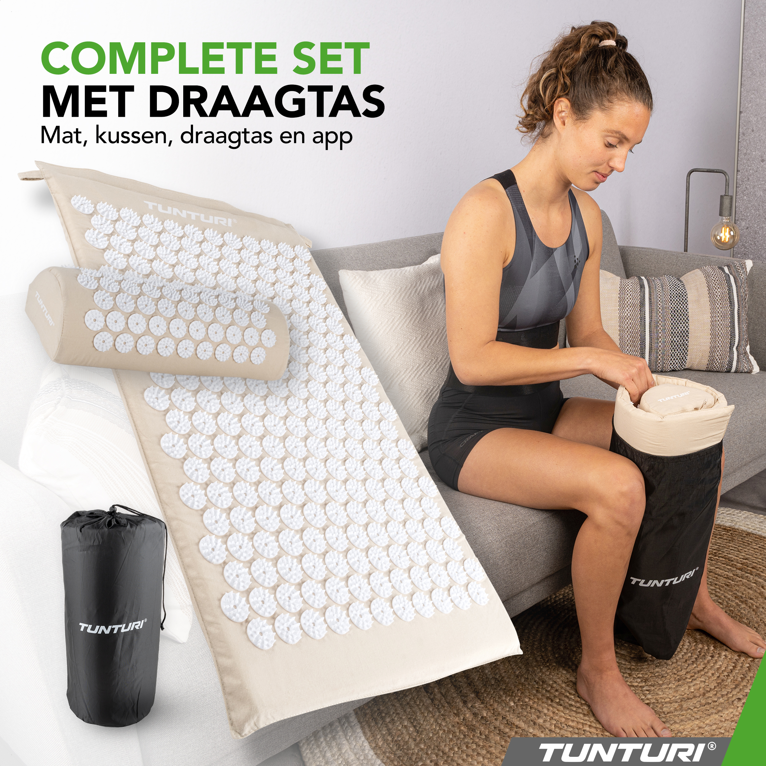 Tunturi - Akupressurmatte und Kissen - Beige Tunturi - Akupressurmatte und Kissen - Beige