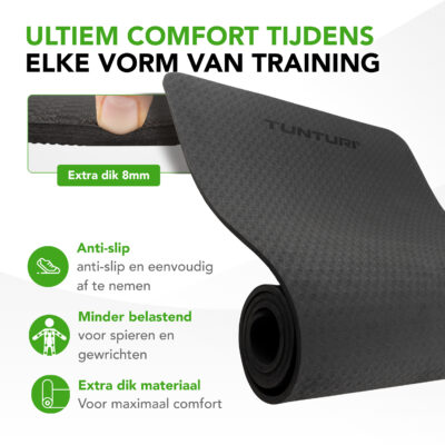 Tunturi Yogamatte - Yogamatte 8 mm 183x61x0,8 cm - Schwarz Tunturi Yogamatte - Yogamatte 8 mm 183x61x0,8 cm - Schwarz