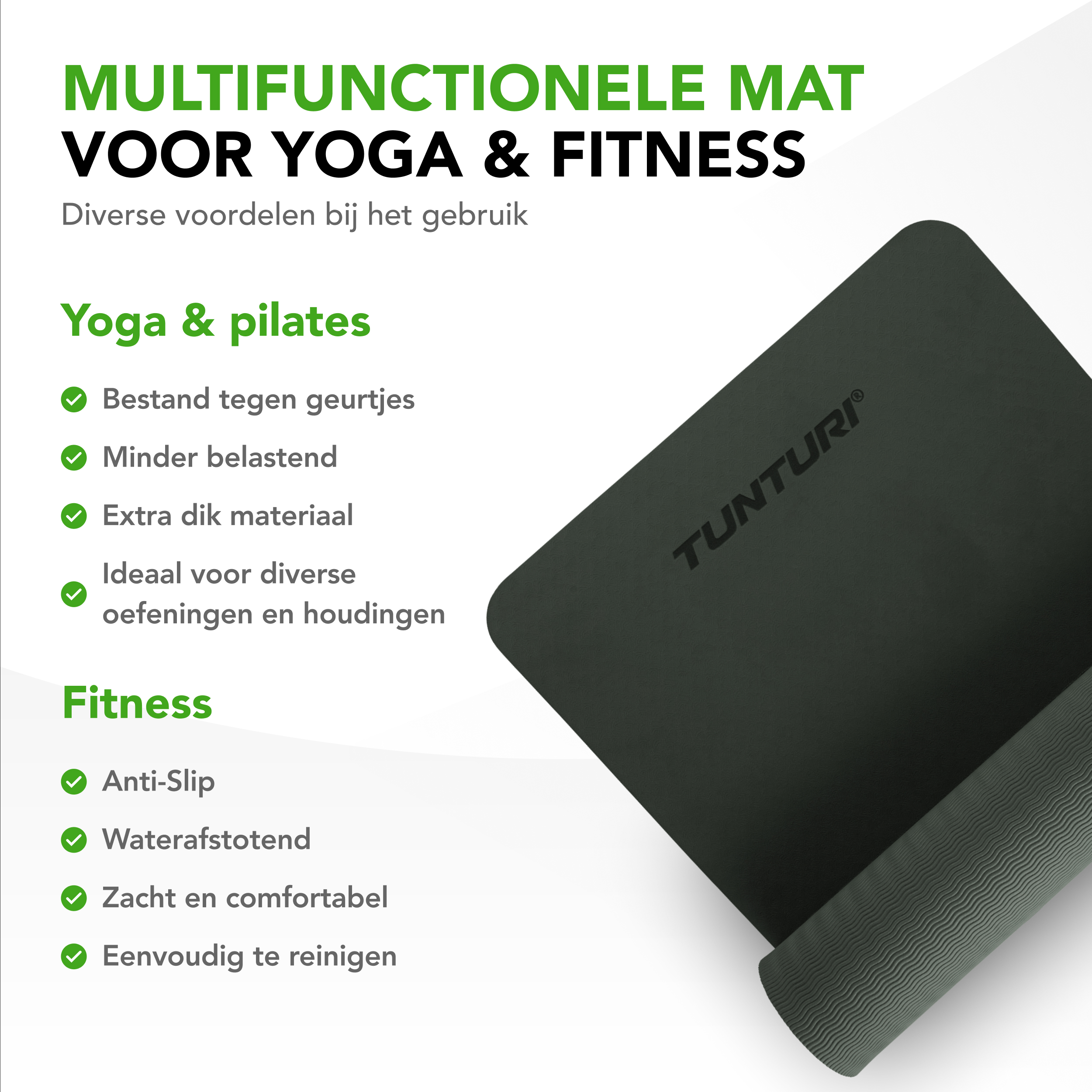 Tunturi Yogamatte - Yogamatte 8 mm 183x61x0,8 cm - Schwarz Tunturi Yogamatte - Yogamatte 8 mm 183x61x0,8 cm - Schwarz