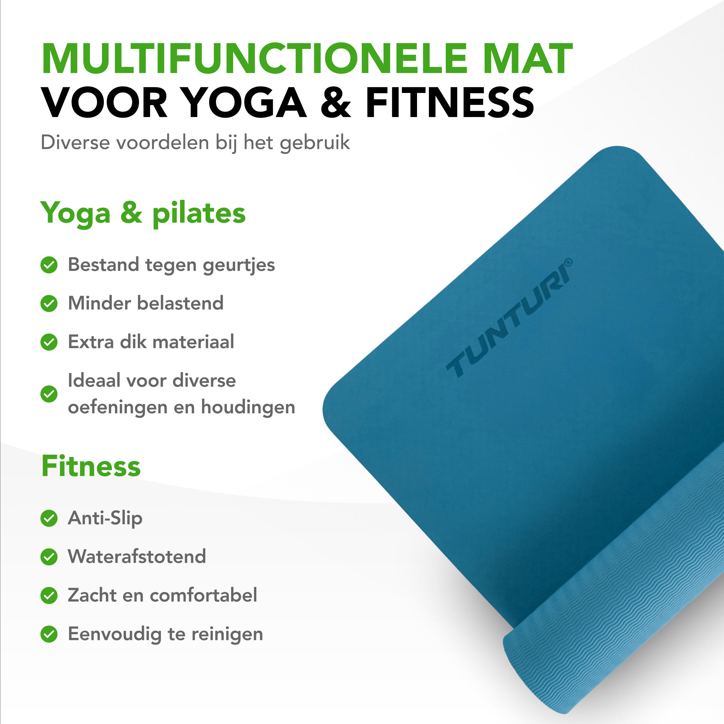 Tunturi Fitnessmatte - Yogamatte 8 mm 183x61x0,8 cm - Petrolblau Tunturi Fitnessmatte - Yogamatte 8 mm 183x61x0,8 cm - Petrolblau