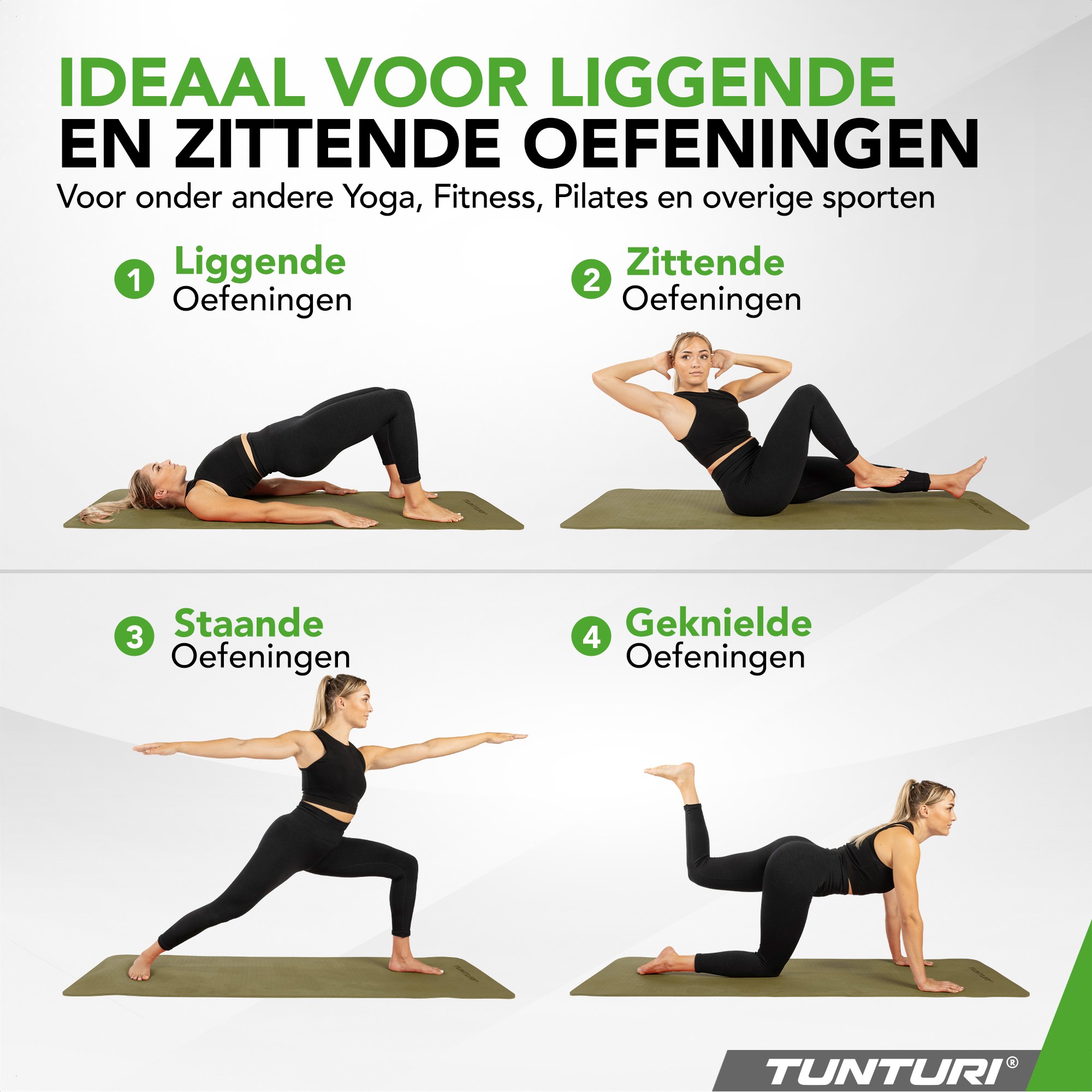 Tunturi - Yogamatte 8mm 183x61x0,8 cm - Armeegrün Tunturi - Yogamatte 8mm 183x61x0,8 cm - Armeegrün