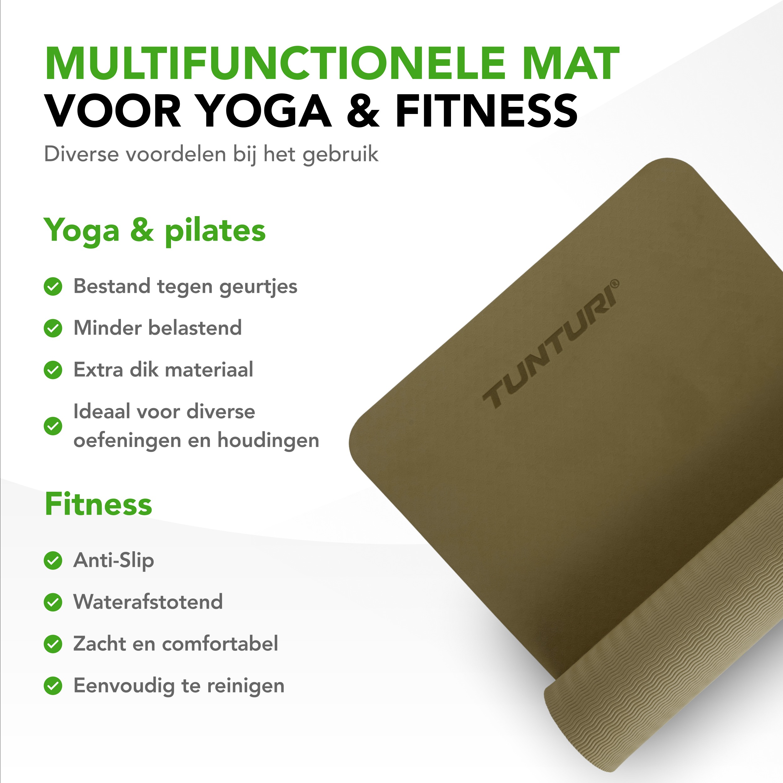 Tunturi - Yogamatte 8mm 183x61x0,8 cm - Armeegrün Tunturi - Yogamatte 8mm 183x61x0,8 cm - Armeegrün