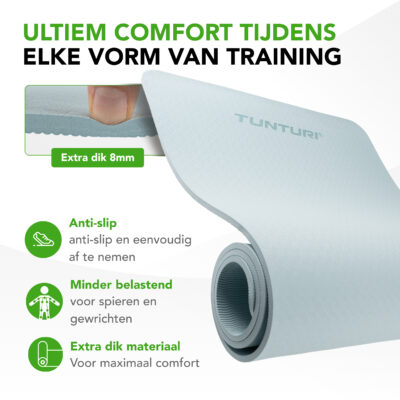 Tunturi Fitnessmatte - Yoga-Matte 8mm 183x61x0,8 cm - Blau
