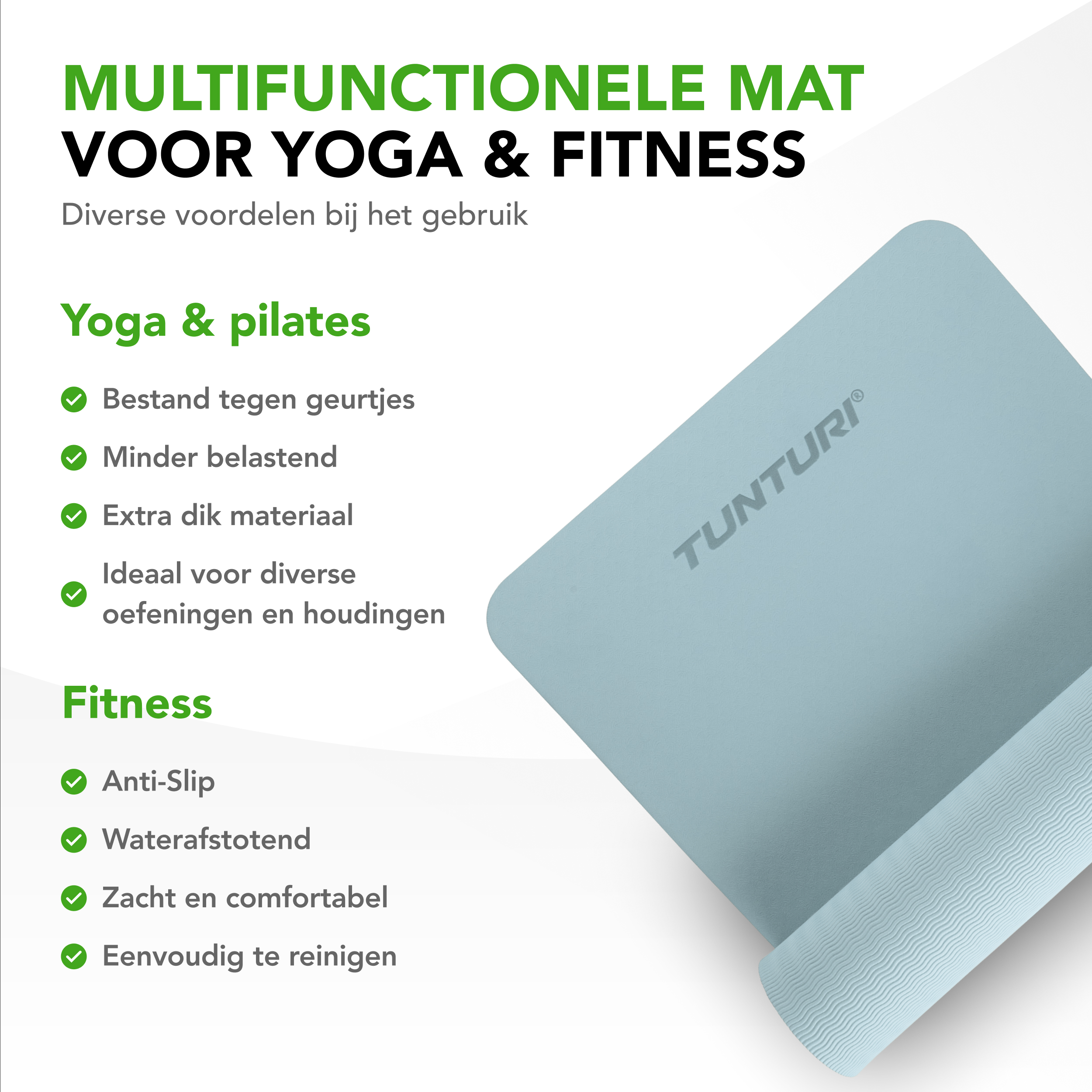 Tunturi Fitnessmatte - Yoga-Matte 8mm 183x61x0,8 cm - Blau Tunturi Fitnessmatte - Yoga-Matte 8mm 183x61x0,8 cm - Blau