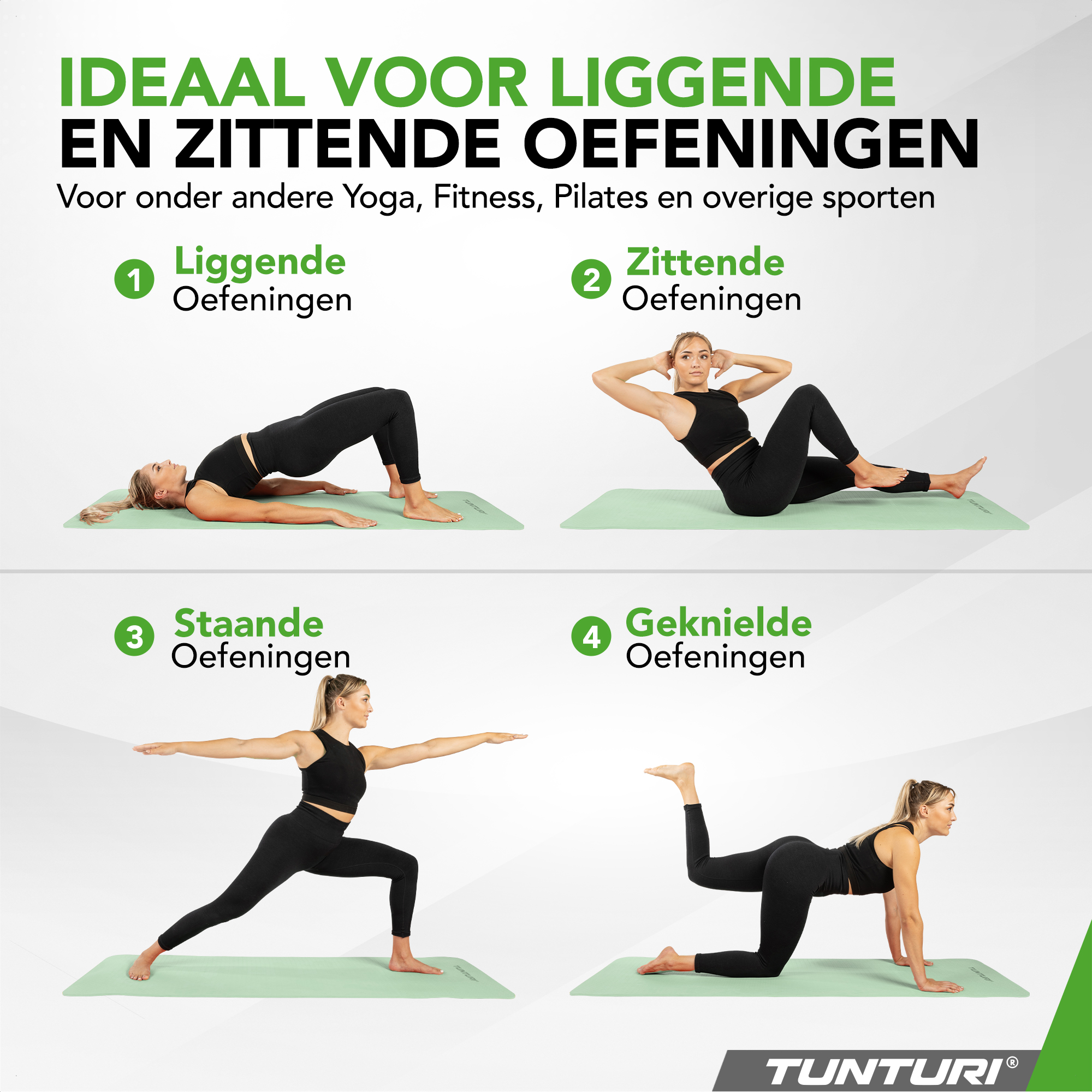 Tunturi Fitnessmatte - Yoga-Matte 8mm 183x61x0,8 cm - Munt Tunturi Fitnessmatte - Yoga-Matte 8mm 183x61x0,8 cm - Munt
