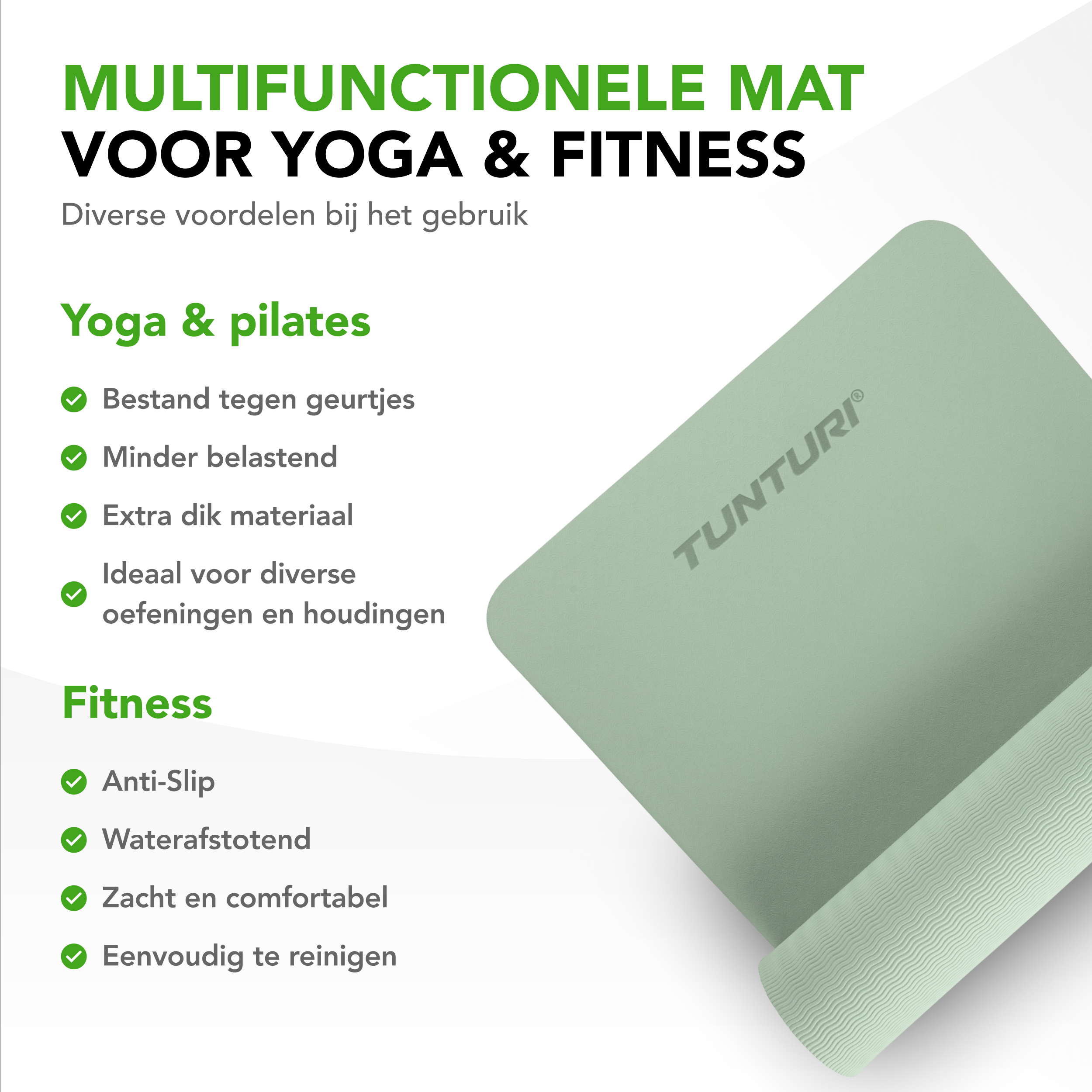 Tunturi Fitnessmatte - Yoga-Matte 8mm 183x61x0,8 cm - Munt Tunturi Fitnessmatte - Yoga-Matte 8mm 183x61x0,8 cm - Munt