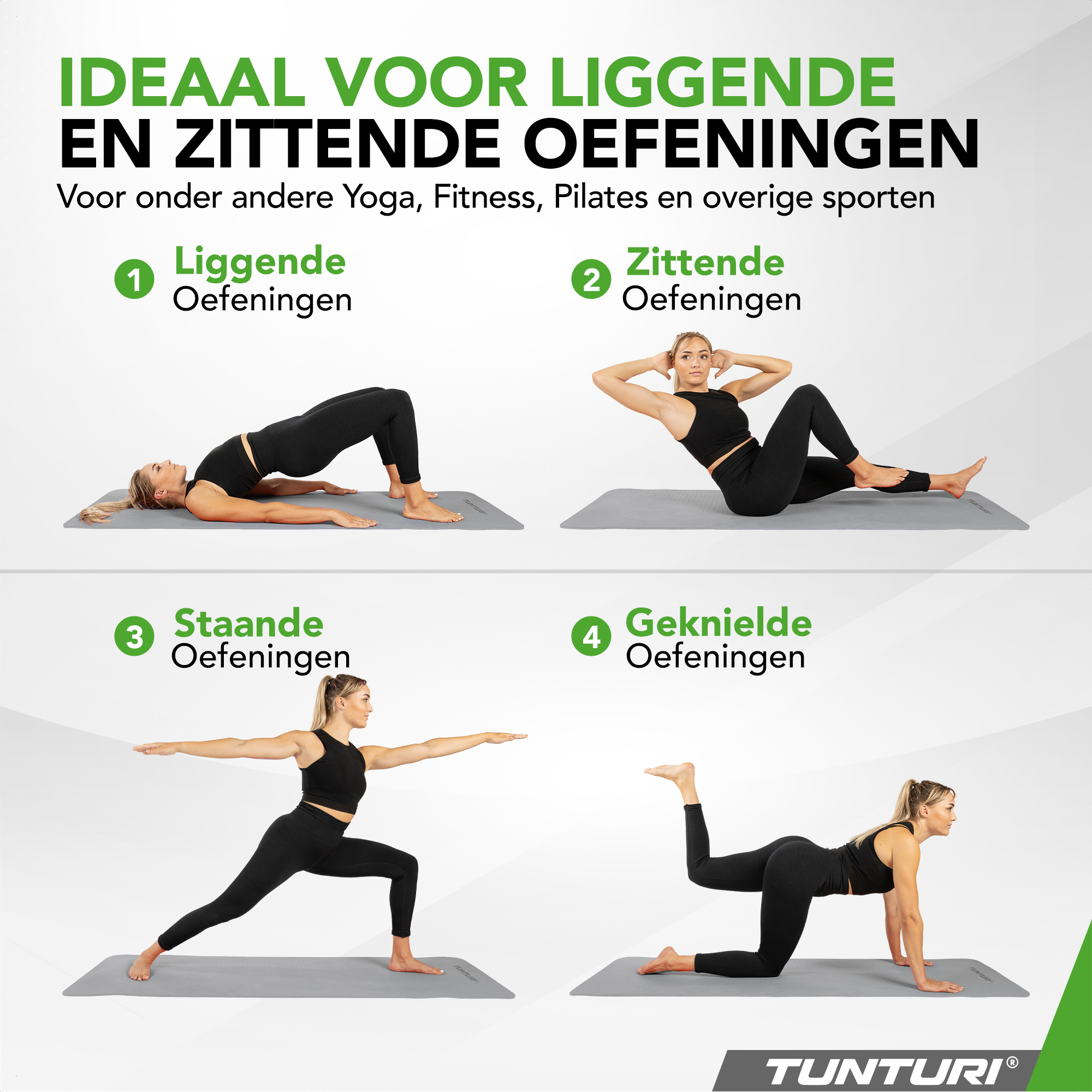 Tunturi Fitnessmatte - Yogamatte 8mm 183x61x0,8 cm - Grau Tunturi Fitnessmatte - Yogamatte 8mm 183x61x0,8 cm - Grau
