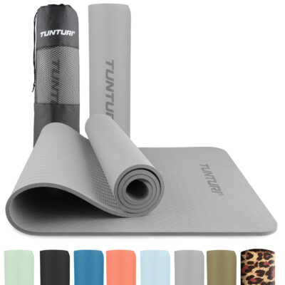 Tunturi Fitnessmatte - Yogamatte 8mm 183x61x0,8 cm - Grau