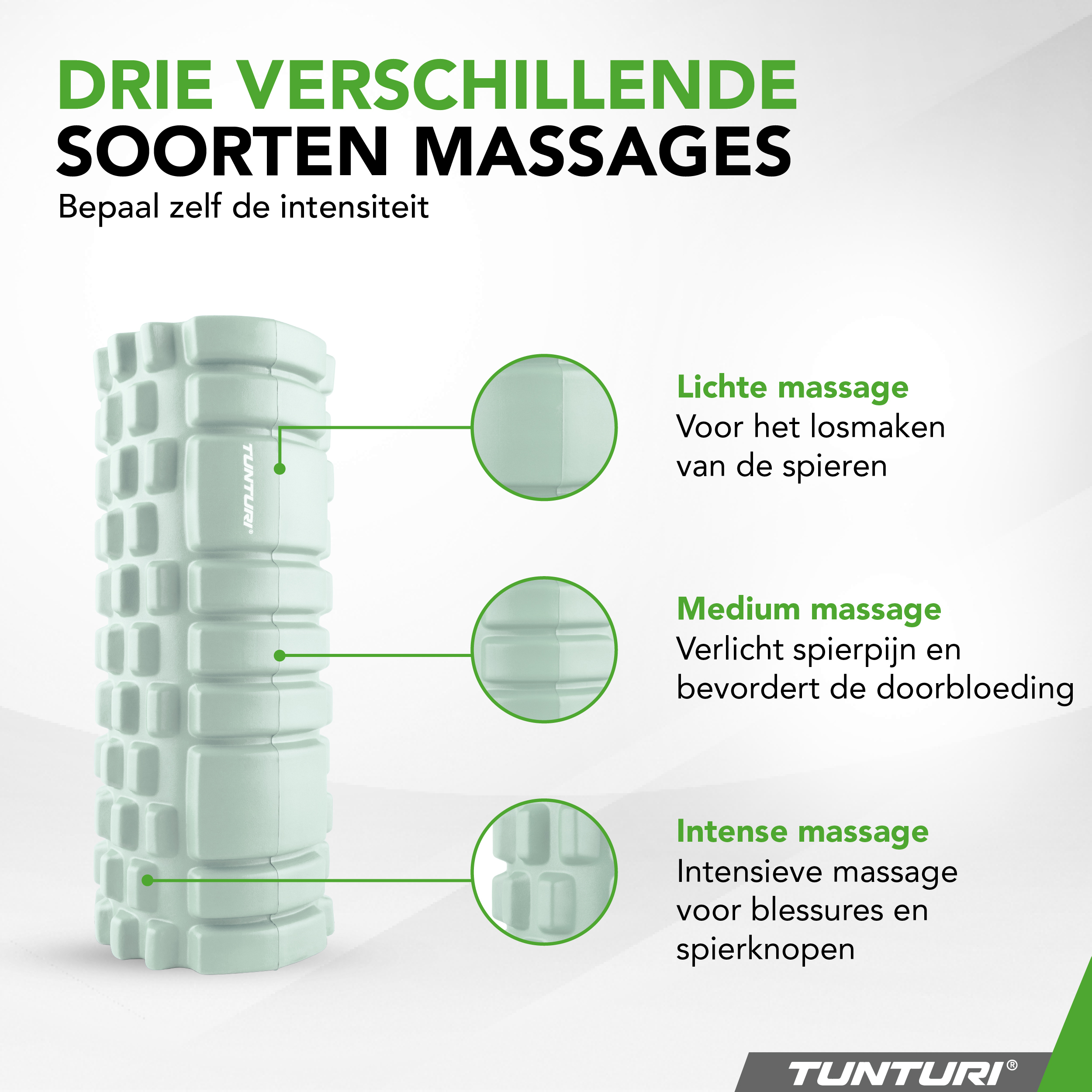 Tunturi Foam Roller - Yoga Grid Massage Roller 33 cm - Mint