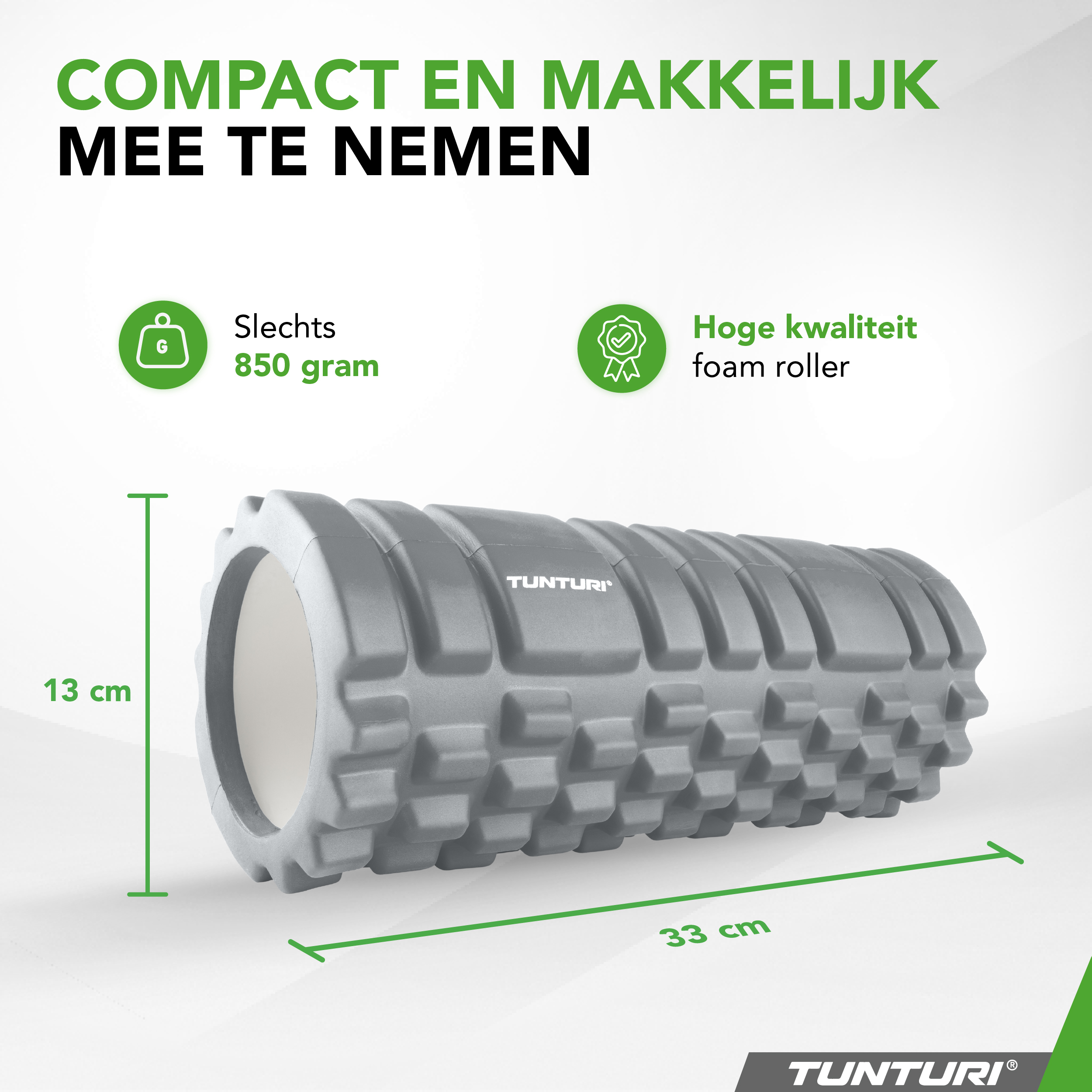 Tunturi Foam Roller - Yoga Grid 33 cm - Grau Tunturi Foam Roller - Yoga Grid 33 cm - Grau