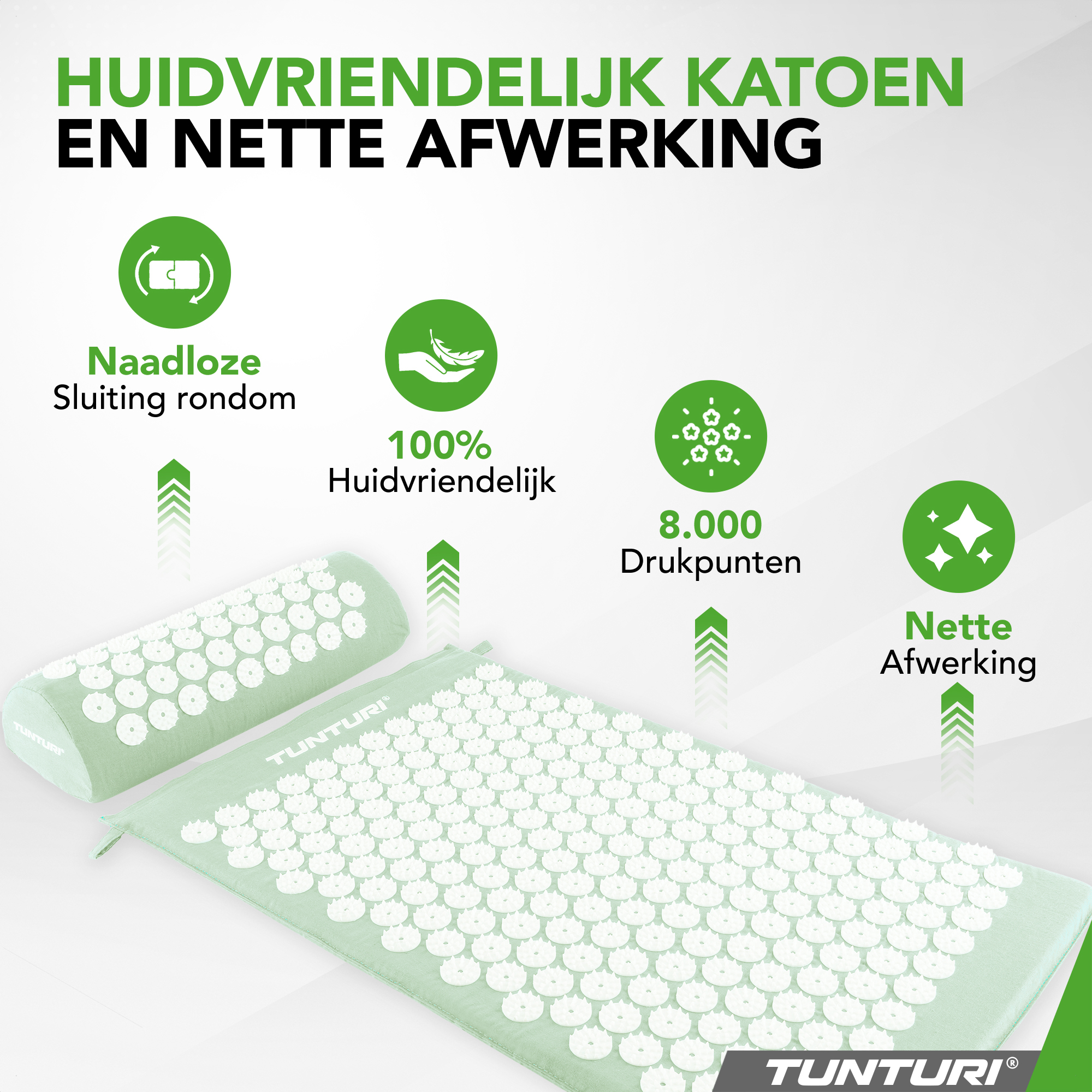 Tunturi Akupressurmatte - Akupressurmatte und Kissen 68x42x2 cm - Munt Tunturi Akupressurmatte - Akupressurmatte und Kissen 68x42x2 cm - Munt