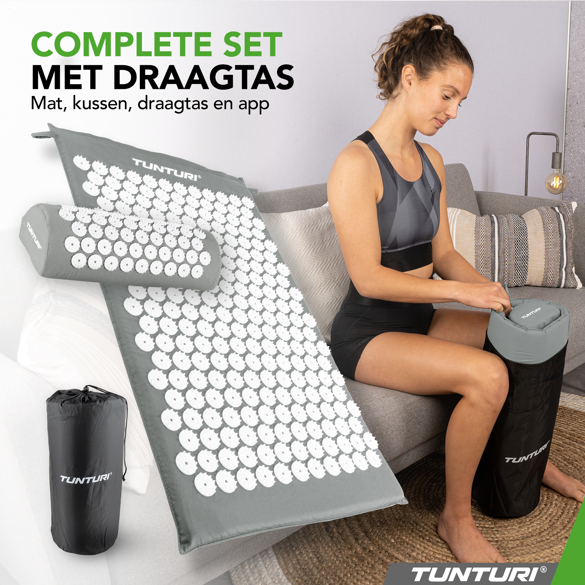 Tunturi - Akupressurmatte und Kissen 68x42x2 cm - Grau Tunturi - Akupressurmatte und Kissen 68x42x2 cm - Grau