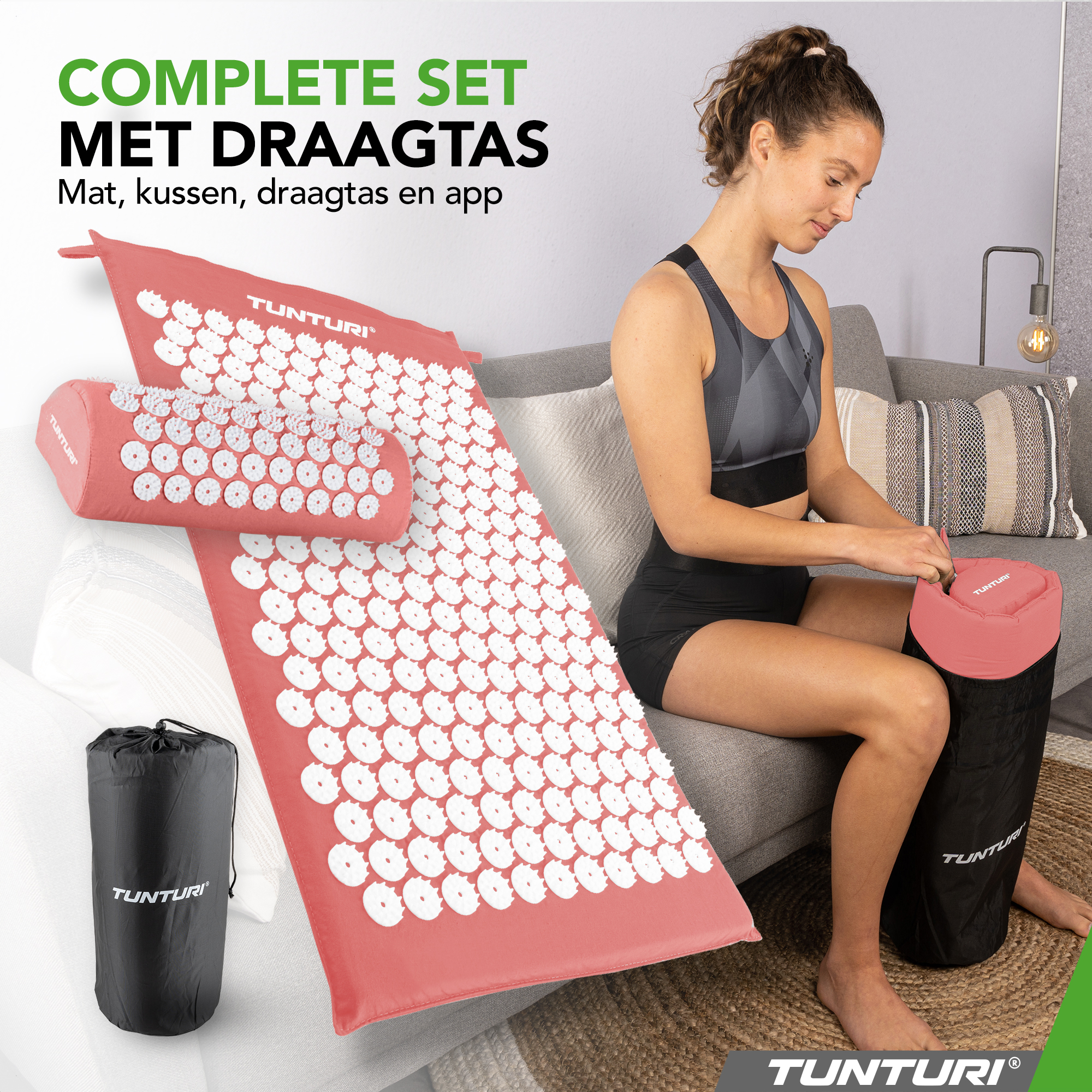 Tunturi - Akupressurmatte und Kissen 68x42x2 cm - Rosa Tunturi - Akupressurmatte und Kissen 68x42x2 cm - Rosa