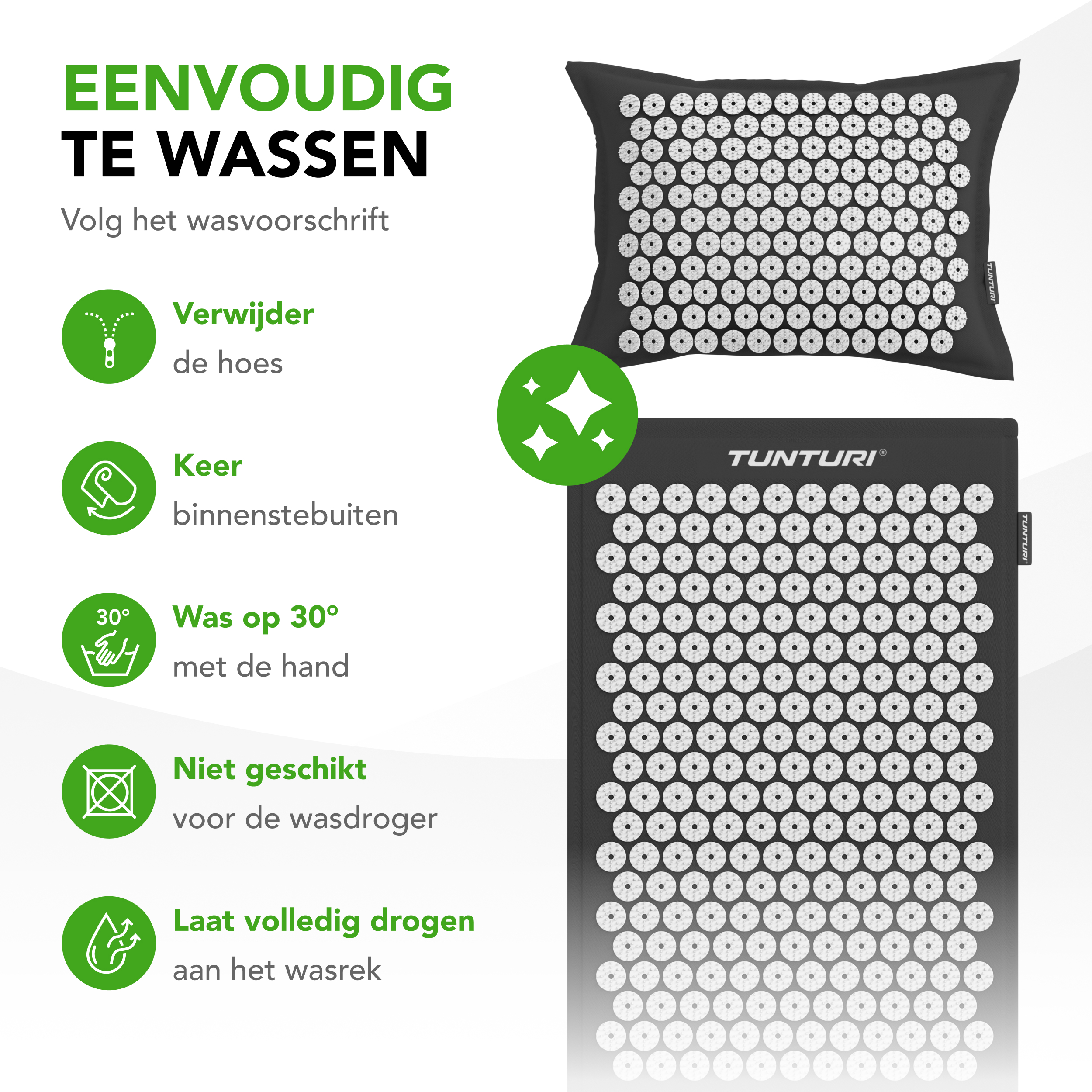 Tunturi - Eco Akupressurmatte mit Kissen 68x42x2 cm - Schwarz Tunturi - Eco Akupressurmatte mit Kissen 68x42x2 cm - Schwarz