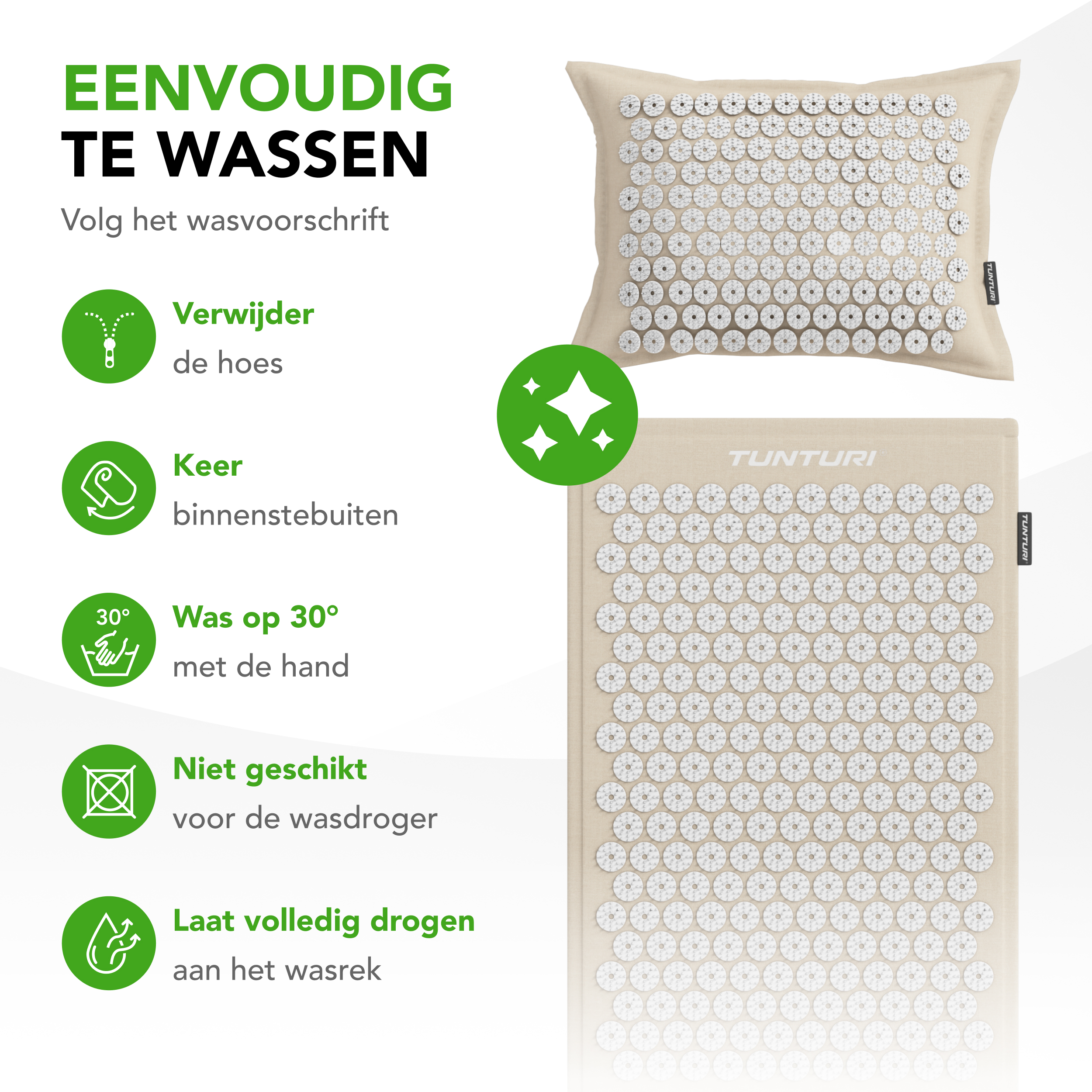 Tunturi - Eco Akupressurmatte mit Kissen 68x42x2 cm - Weiß Tunturi - Eco Akupressurmatte mit Kissen 68x42x2 cm - Weiß