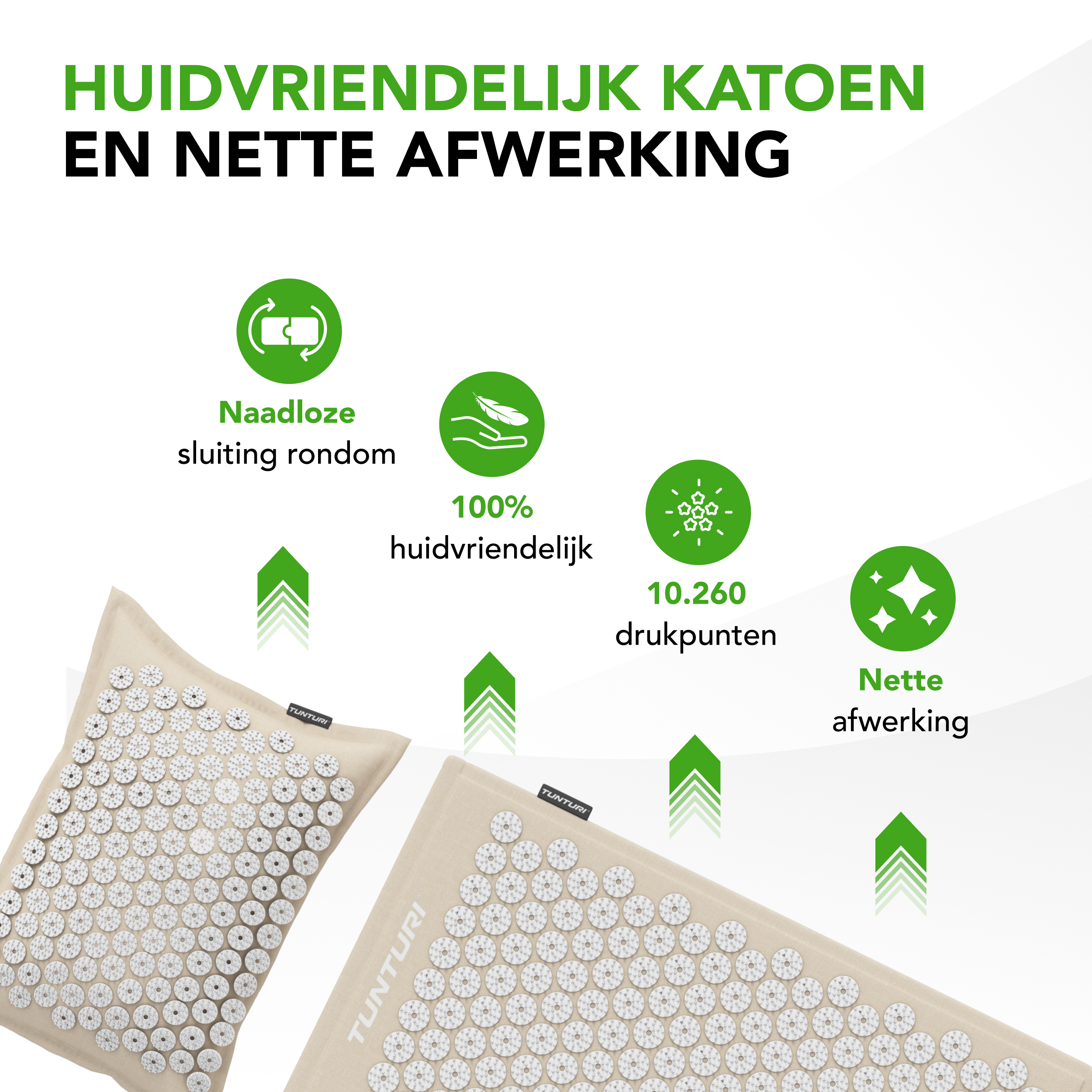 Tunturi - Eco Akupressurmatte mit Kissen 68x42x2 cm - Weiß Tunturi - Eco Akupressurmatte mit Kissen 68x42x2 cm - Weiß