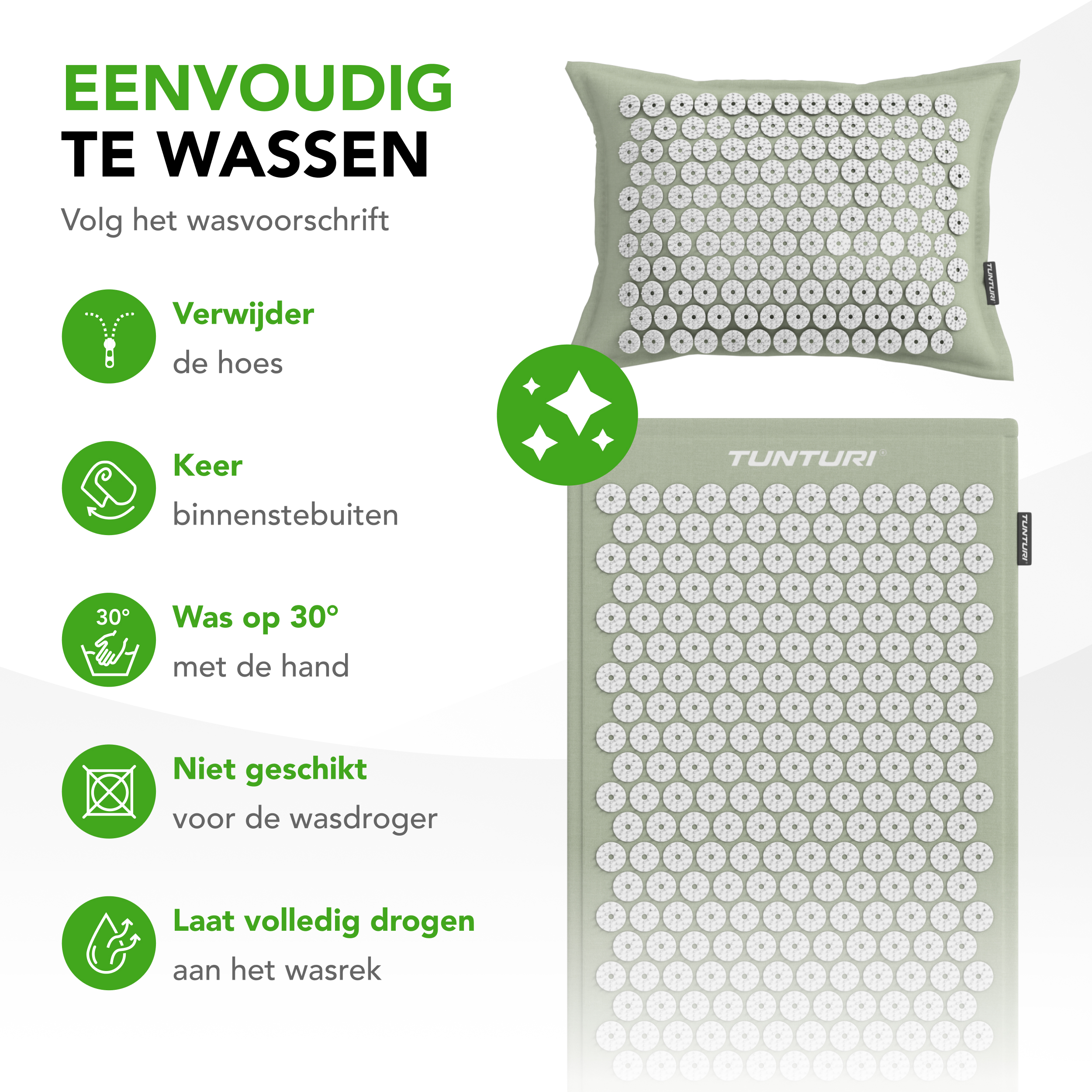 Tunturi Akupressurmatte - Eco Akupressurmatte mit Kissen 68x42x2 cm - Mint Tunturi Akupressurmatte - Eco Akupressurmatte mit Kissen 68x42x2 cm - Mint