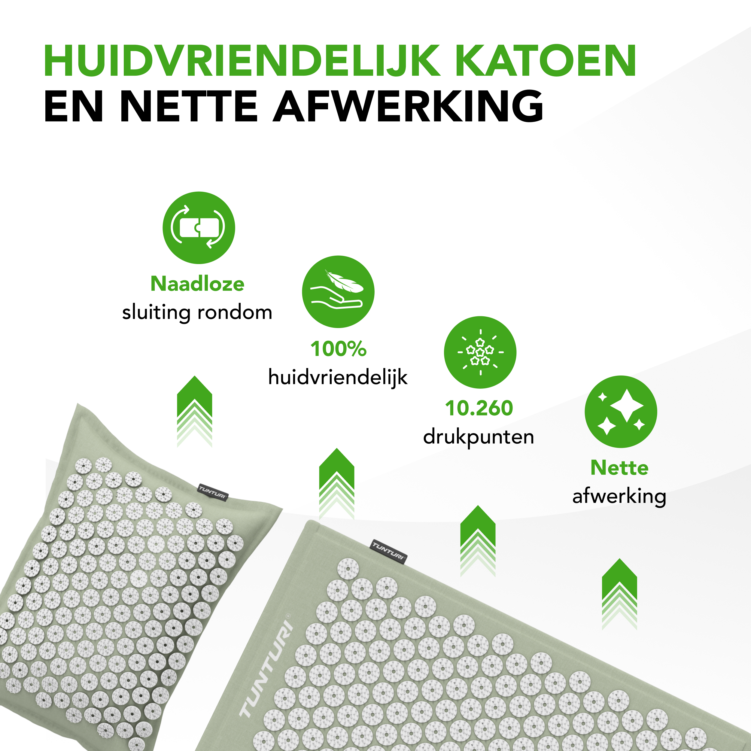 Tunturi Akupressurmatte - Eco Akupressurmatte mit Kissen 68x42x2 cm - Mint Tunturi Akupressurmatte - Eco Akupressurmatte mit Kissen 68x42x2 cm - Mint