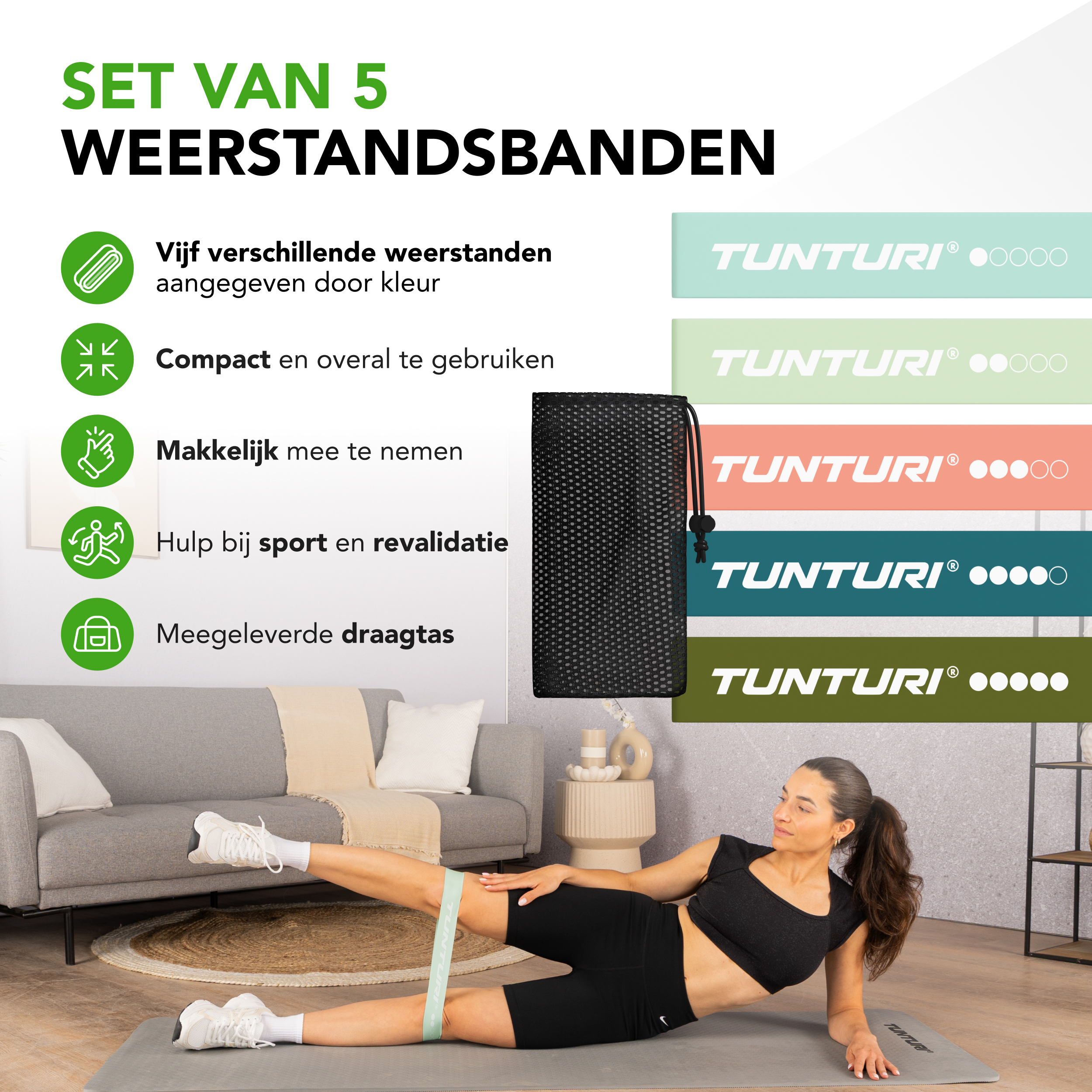 Tunturi Widerstandsband - Mini Resistance Band Set 5pcs Blau