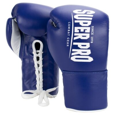 Super Pro Combat Gear Boxhandschuhe - Winner Wettkampfhandschuhe mit Schnürung - Blau / Weiß Super Pro Combat Gear Boxhandschuhe - Winner Wettkampfhandschuhe mit Schnürung - Blau / Weiß