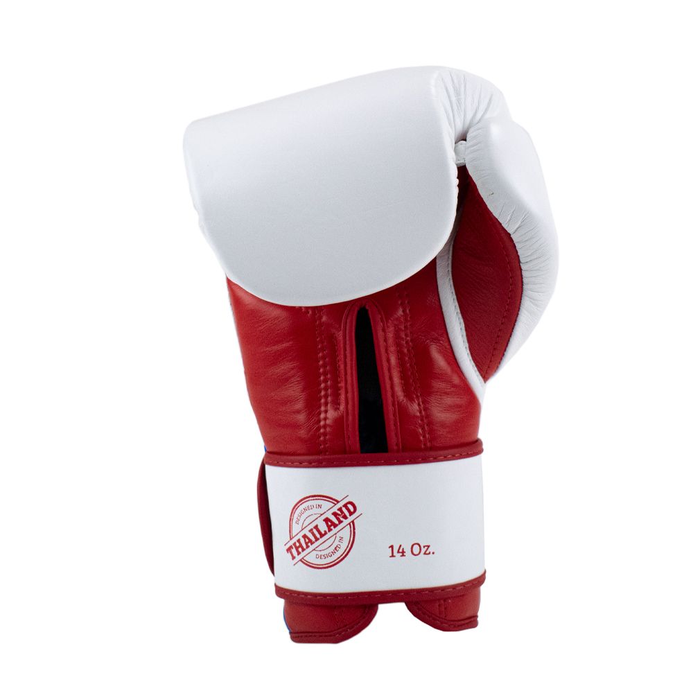 Super Pro Combat Gear Boxhandschuhe - Leder Thai Gloves Stripes - Rot / Blau / Weiß Super Pro Combat Gear Boxhandschuhe - Leder Thai Gloves Stripes - Rot / Blau / Weiß
