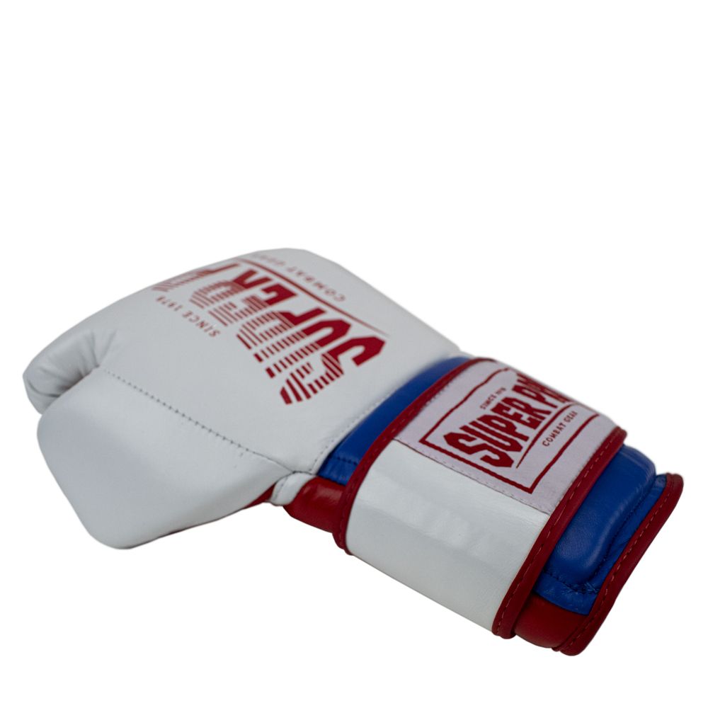 Super Pro Combat Gear Boxhandschuhe - Leder Thai Gloves Stripes - Rot / Blau / Weiß Super Pro Combat Gear Boxhandschuhe - Leder Thai Gloves Stripes - Rot / Blau / Weiß