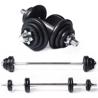 Tunturi Hantelset - Langhantel/Kurzhantel-Set 20kg - Schwarz