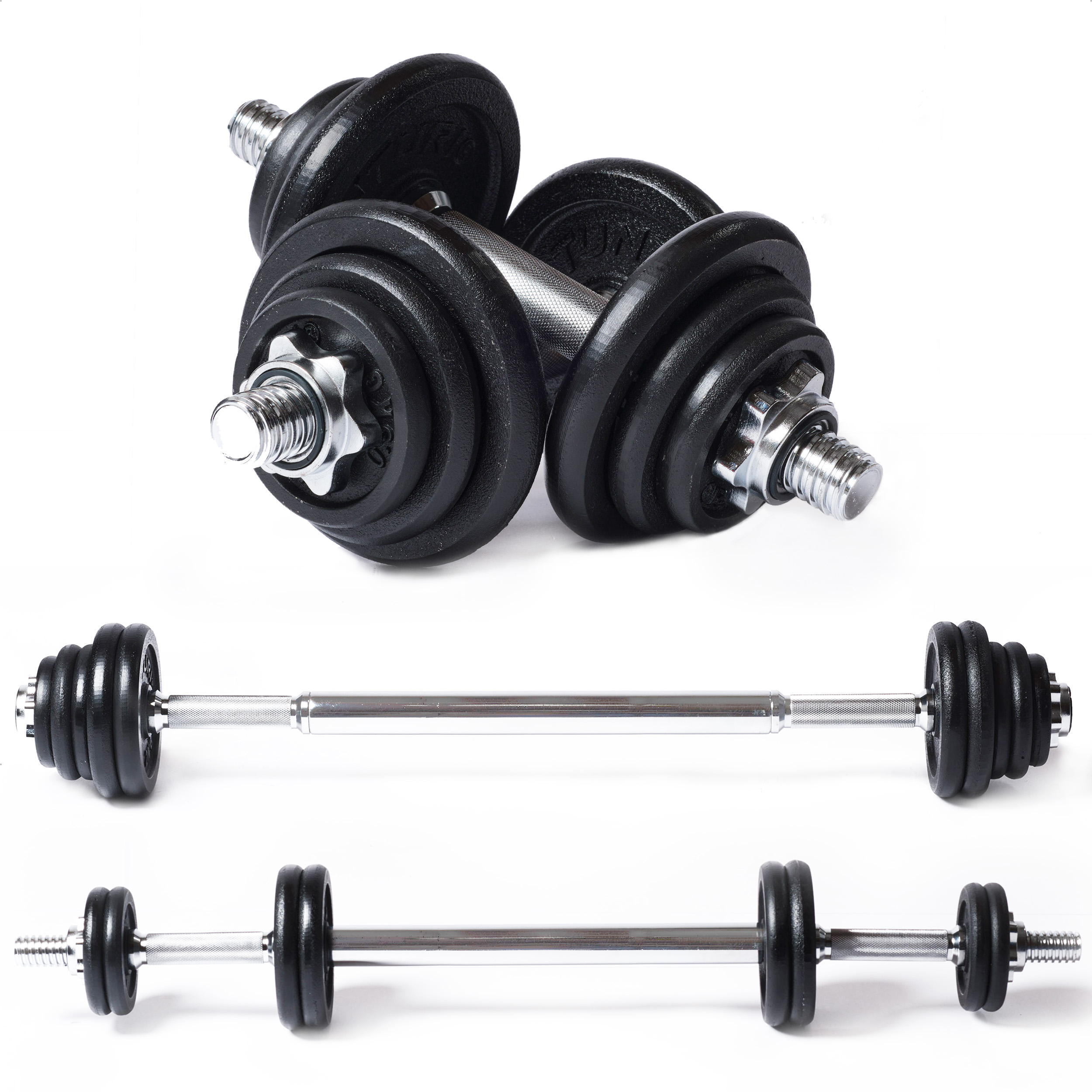 Tunturi Hantelset - Langhantel/Kurzhantel-Set 20kg - Schwarz Tunturi Hantelset - Langhantel/Kurzhantel-Set 20kg - Schwarz