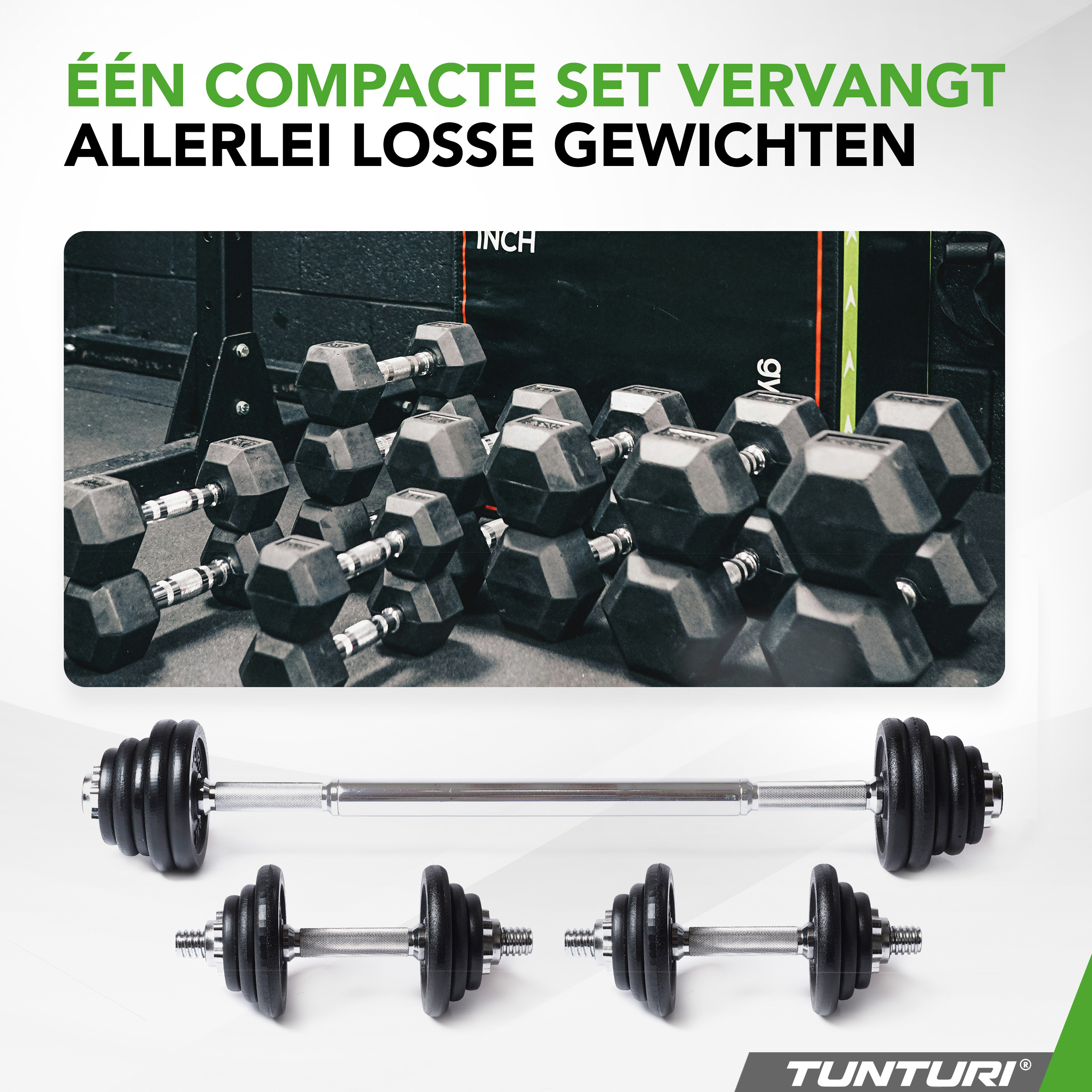 Tunturi Hantelset - Langhantel/Kurzhantel-Set 20kg - Schwarz Tunturi Hantelset - Langhantel/Kurzhantel-Set 20kg - Schwarz