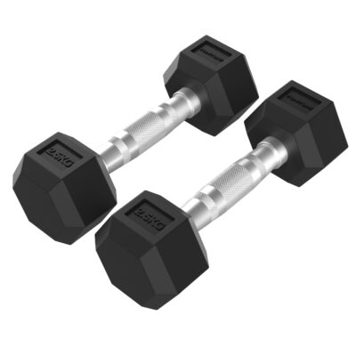 Tunturi Hantel - Platinum Hexa Gummi-Kurzhantel-Set 20kg - Schwarz