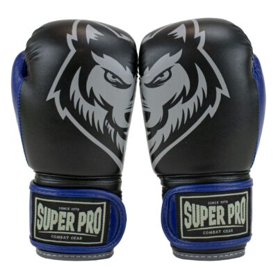 Super Pro Combat Gear Boxhandschuhe - Wolf - Blau / Grau / Schwarz