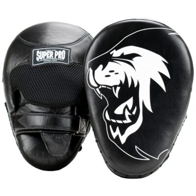 Super Pro Combat Gear Schlagpolster - Handpads Curved Leder - Schwarz / Weiß