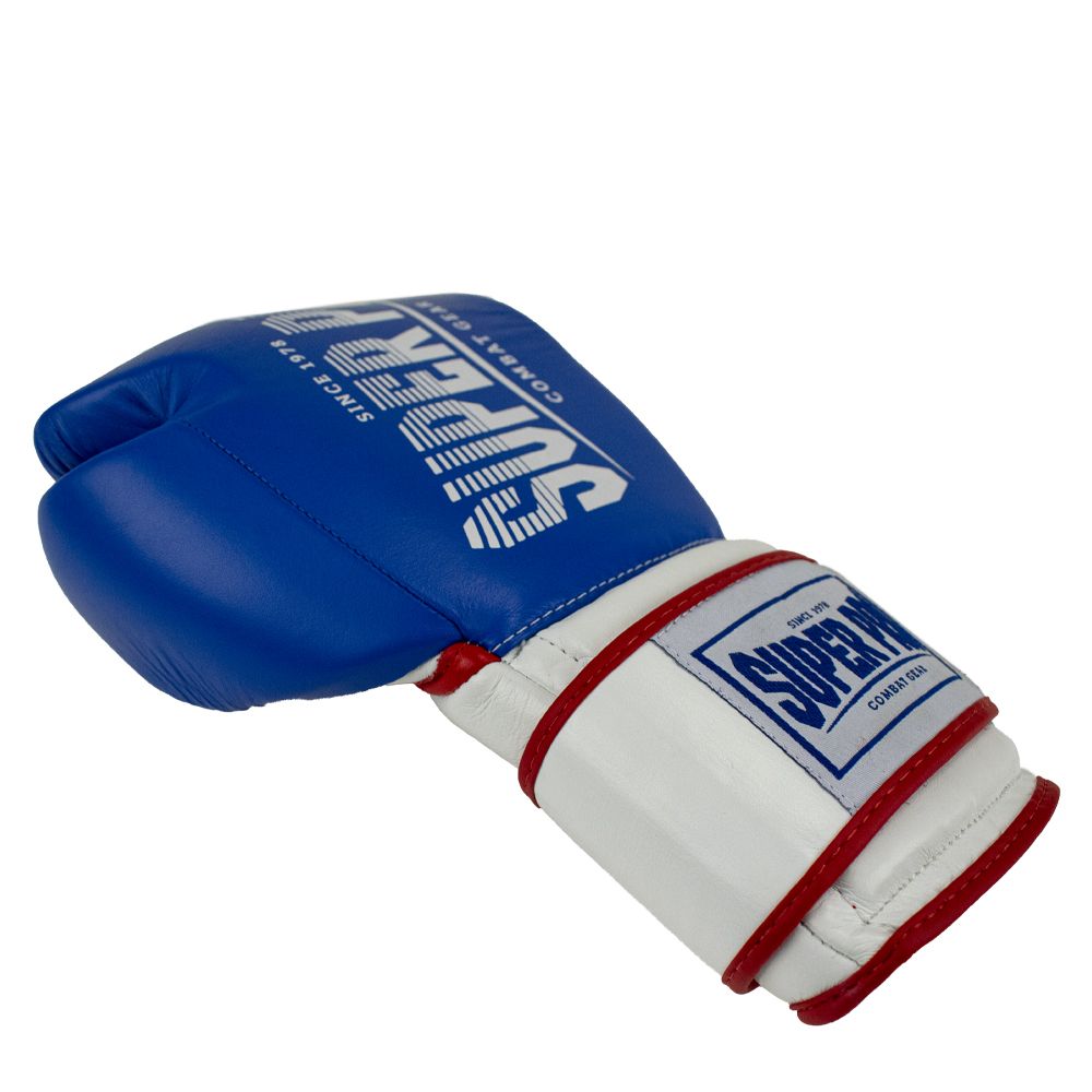 Super Pro Combat Gear Boxhandschuhe - Leder Thai Gloves Stripes - Rot / Blau / Weiß Super Pro Combat Gear Boxhandschuhe - Leder Thai Gloves Stripes - Rot / Blau / Weiß