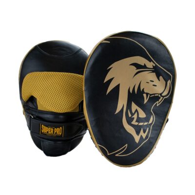 Super Pro Combat Gear Schlagpolster - Handpads Curved Leder - Schwarz / Weiß