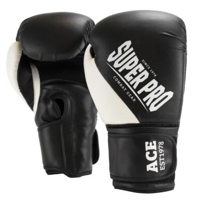 Super Pro Combat Gear Boxhandschuhe - Ace - Schwarz / Weiß