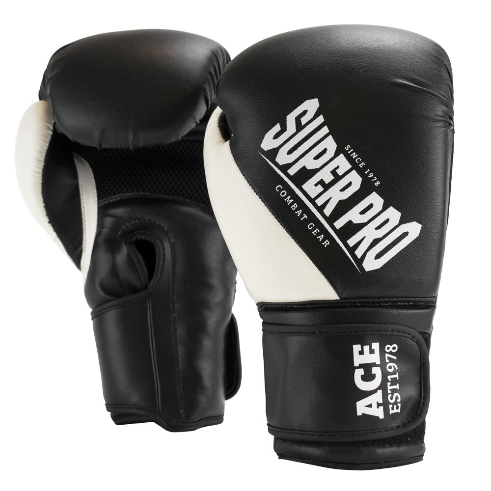Super Pro Combat Gear Boxhandschuhe - Ace - Schwarz / Weiß