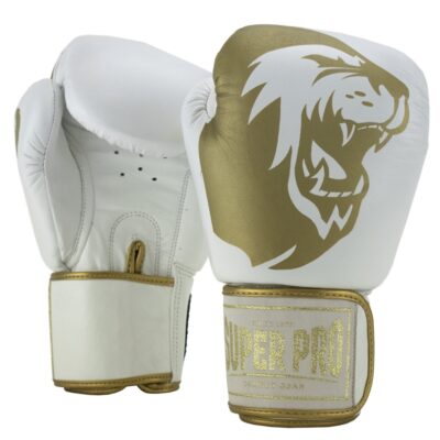 Super Pro Combat Gear Boxhandschuhe - Warrior Leder - Gold / Weiß Super Pro Combat Gear Boxhandschuhe - Warrior Leder - Gold / Weiß