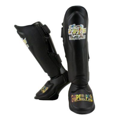 Super Pro Combat Gear Schienbein- und Spannschutz - Pattaya Made In Thailand - Schwarz / Gelb