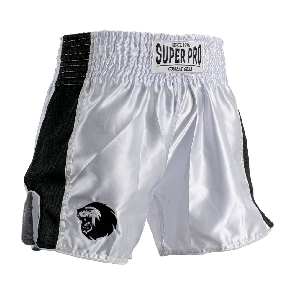 Super Pro Combat Gear Kickbox-Shorts - Thai- und Kickbox-Short Brave - Schwarz / Weiß Super Pro Combat Gear Kickbox-Shorts - Thai- und Kickbox-Short Brave - Schwarz / Weiß