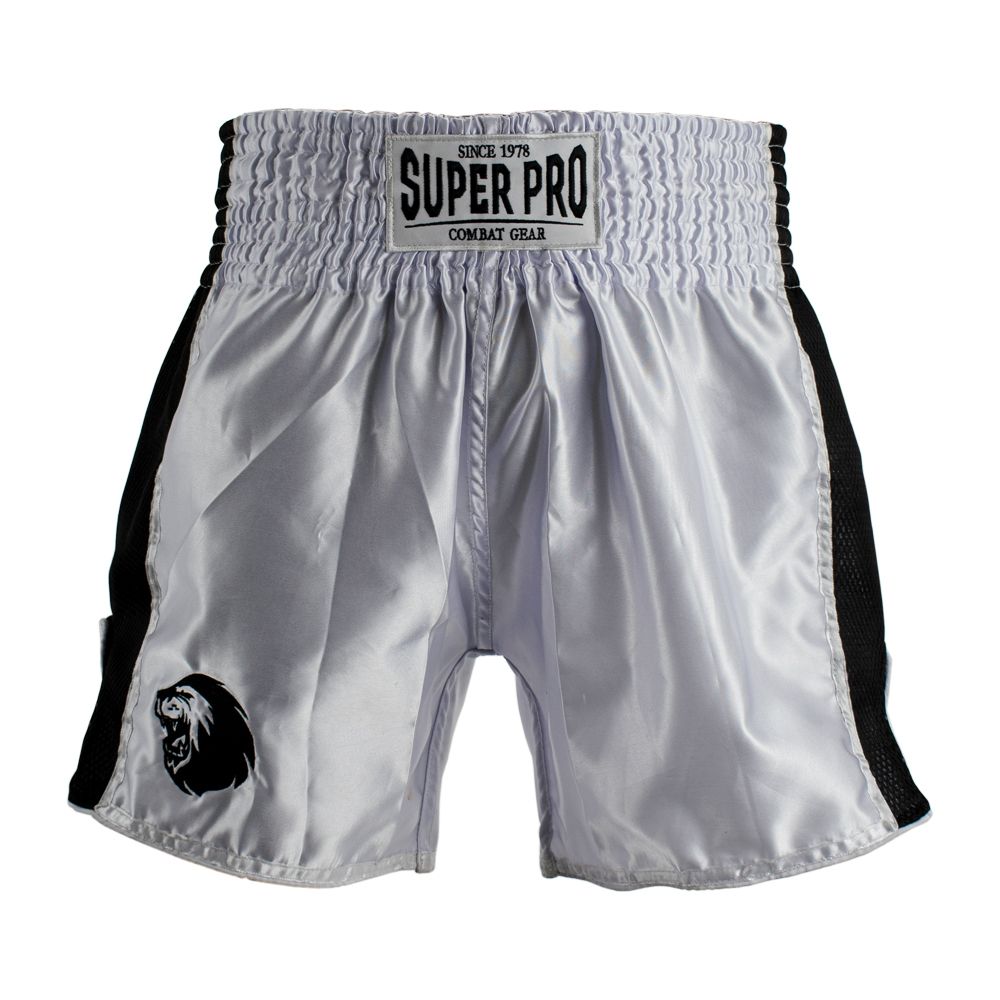 Super Pro Combat Gear Kickbox-Shorts - Thai- und Kickbox-Short Brave - Schwarz / Weiß Super Pro Combat Gear Kickbox-Shorts - Thai- und Kickbox-Short Brave - Schwarz / Weiß