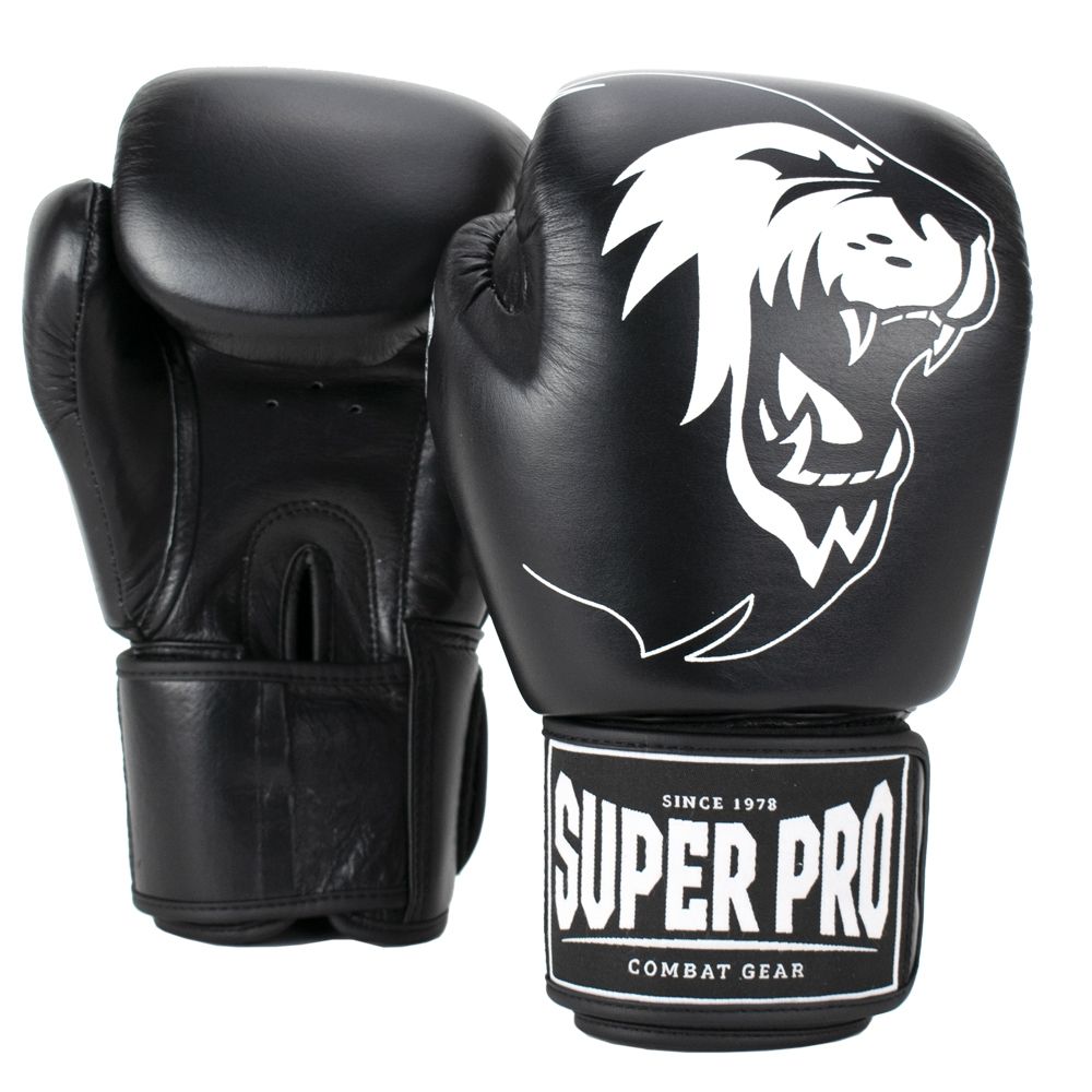 Super Pro Combat Gear Boxhandschuhe - Warrior Leder - Schwarz / Weiß