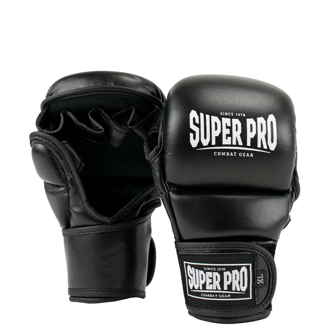 Super Pro Combat Gear MMA-Handschuhe - Shooter 2.0 Leder - Schwarz / Weiß