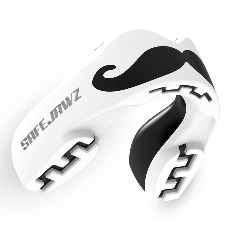 Safejawz Mund- und Zahnschutz - Extro Series Moustache Senior - Schwarz / Weiß