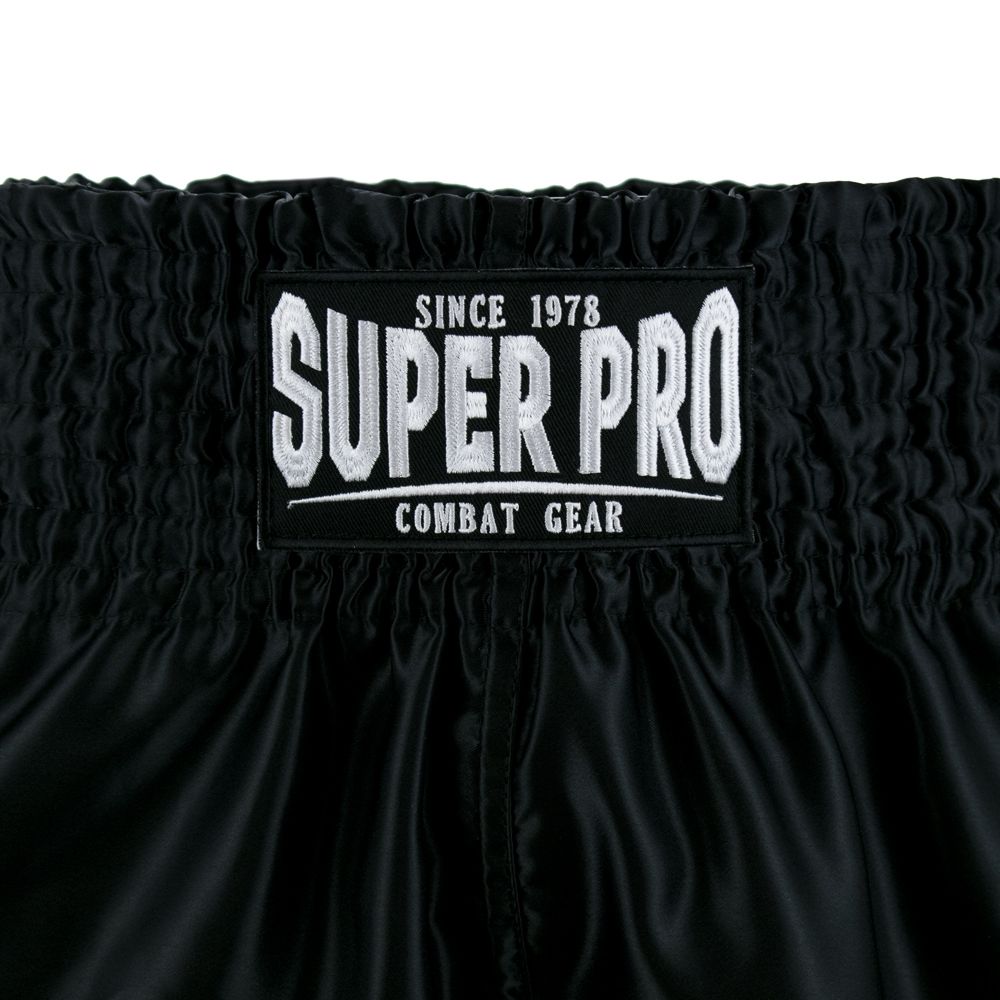 Super Pro Combat Gear Kickbox-Shorts - Thai- und Kickbox-Shorts Hero - Schwarz / Weiß Super Pro Combat Gear Kickbox-Shorts - Thai- und Kickbox-Shorts Hero - Schwarz / Weiß