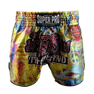 Super Pro Combat Gear Muay-Thai-Shorts - Pattaya Made In Thailand - Schwarz / Gelb