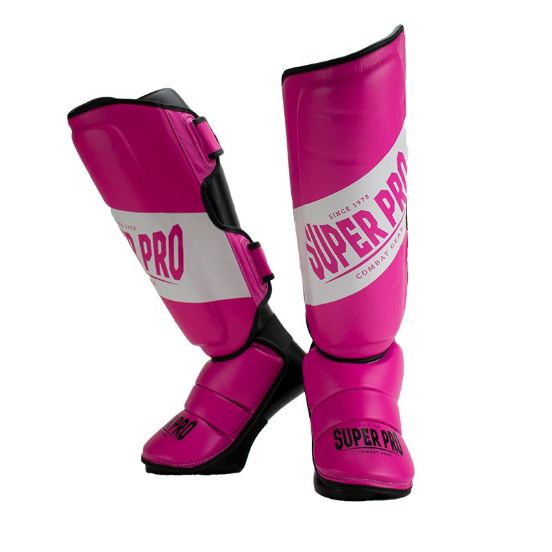 Super Pro Combat Gear Schienbein- und Spannschutz - Rebel - Rosa / Schwarz / Weiß