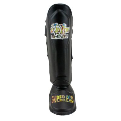 Super Pro Combat Gear Schienbein- und Spannschutz - Pattaya Made In Thailand - Schwarz / Gelb